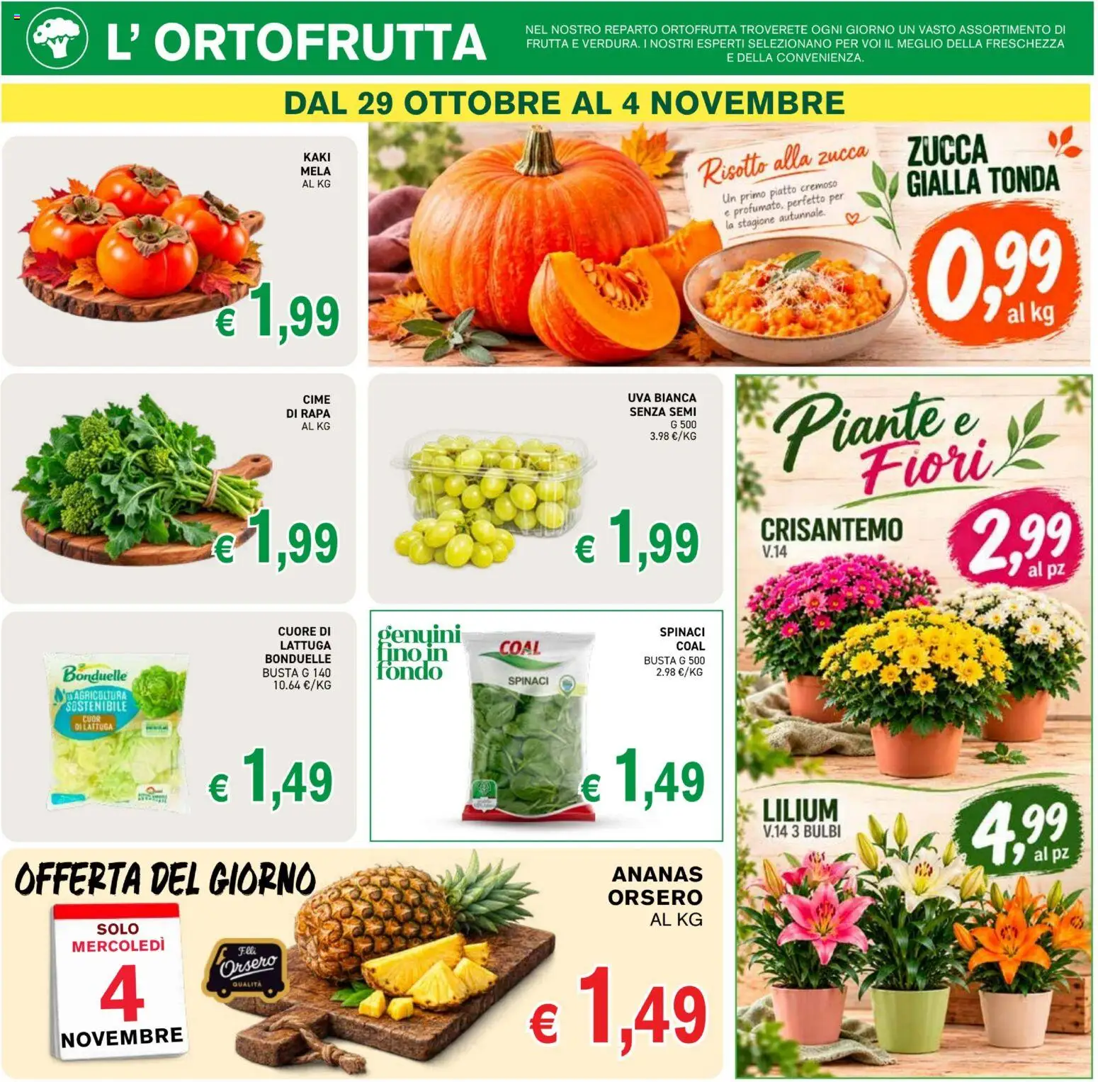 Volantino Coal del 22/10/2026 | Pagina: 3 | Prodotti: Ananas, Spinaci, Piatto, Lattuga