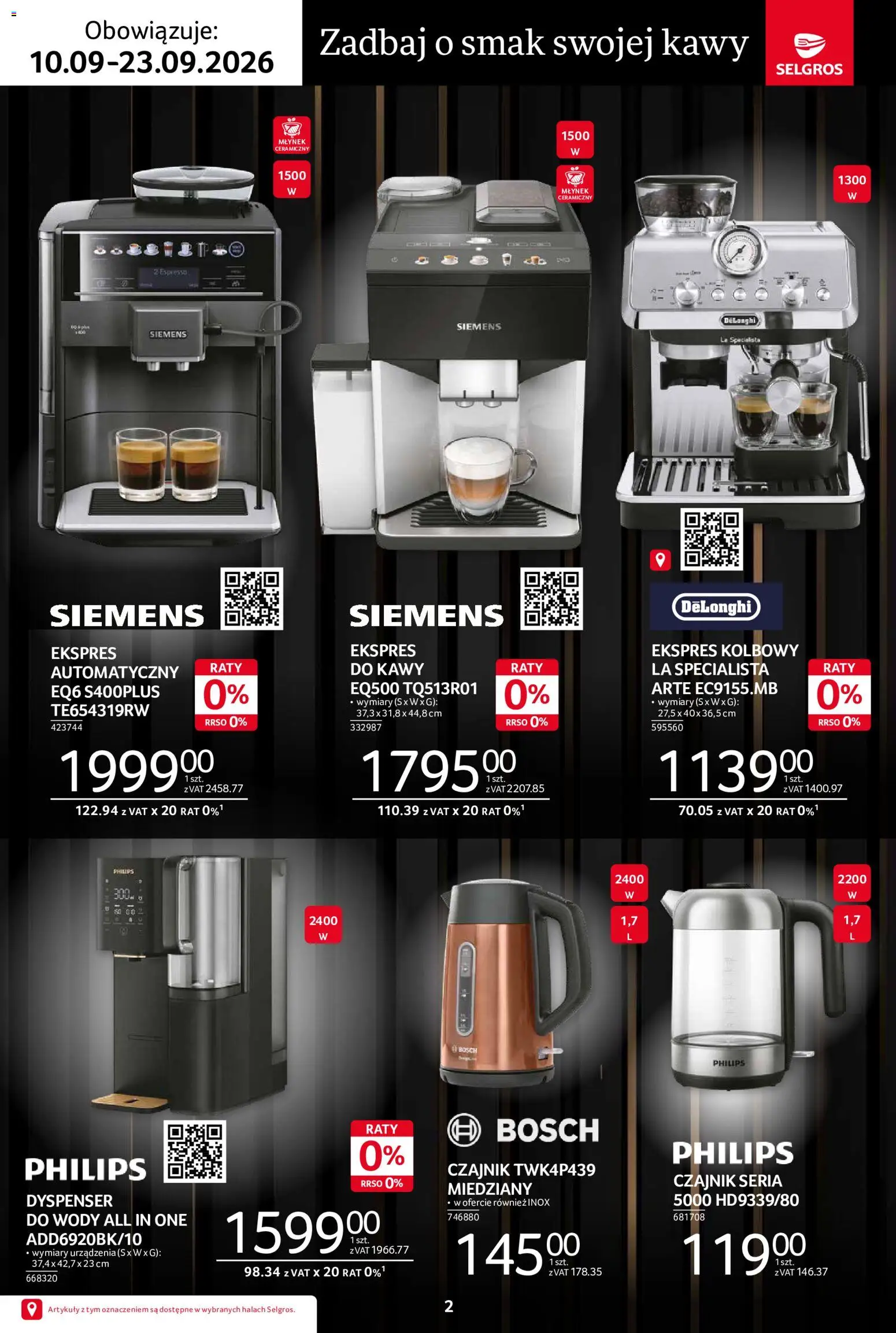 Selgros cash&carry gazetka - Premium od 10.09.2026 | Strona: 2 | Produkty: Czajnik, Młynek