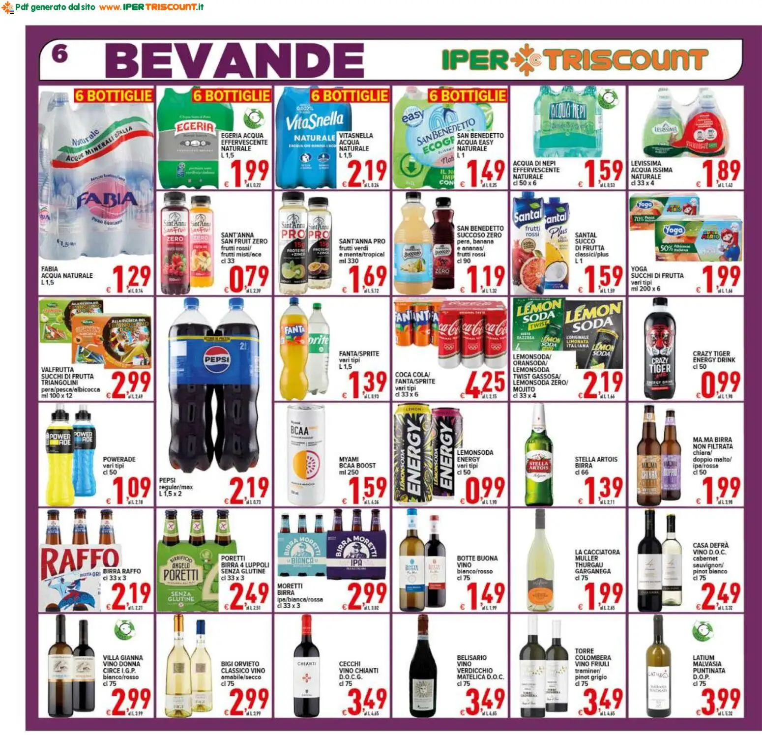 Volantino Ipertriscount del 06.03.2026 | Pagina: 6 | Prodotti: Succo, Limonata, Acqua, Acqua naturale