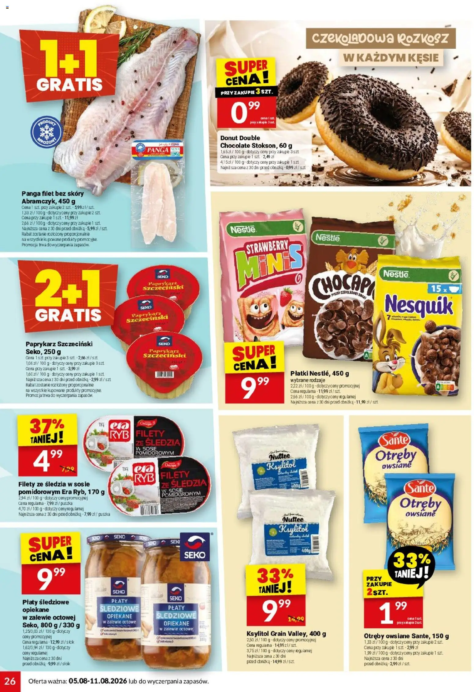 Twój Market gazetka od 05.08.2026 | Strona: 26 | Produkty: Paprykarz, Filet, Donut, Otręby owsiane