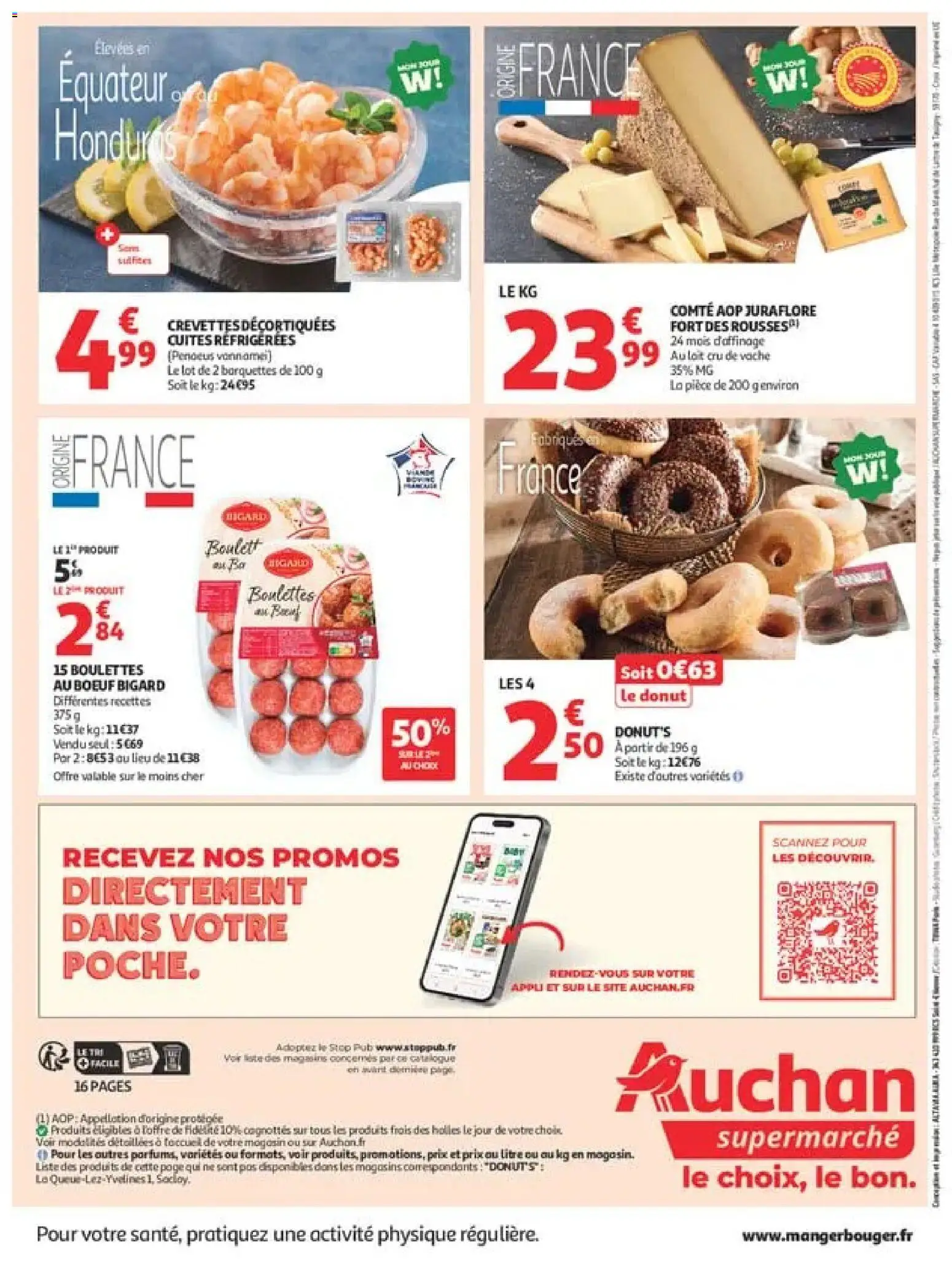 {H1} | Page: 16 | Produits: Donut, Crevettes, Crevettes décortiquées, Comté aop