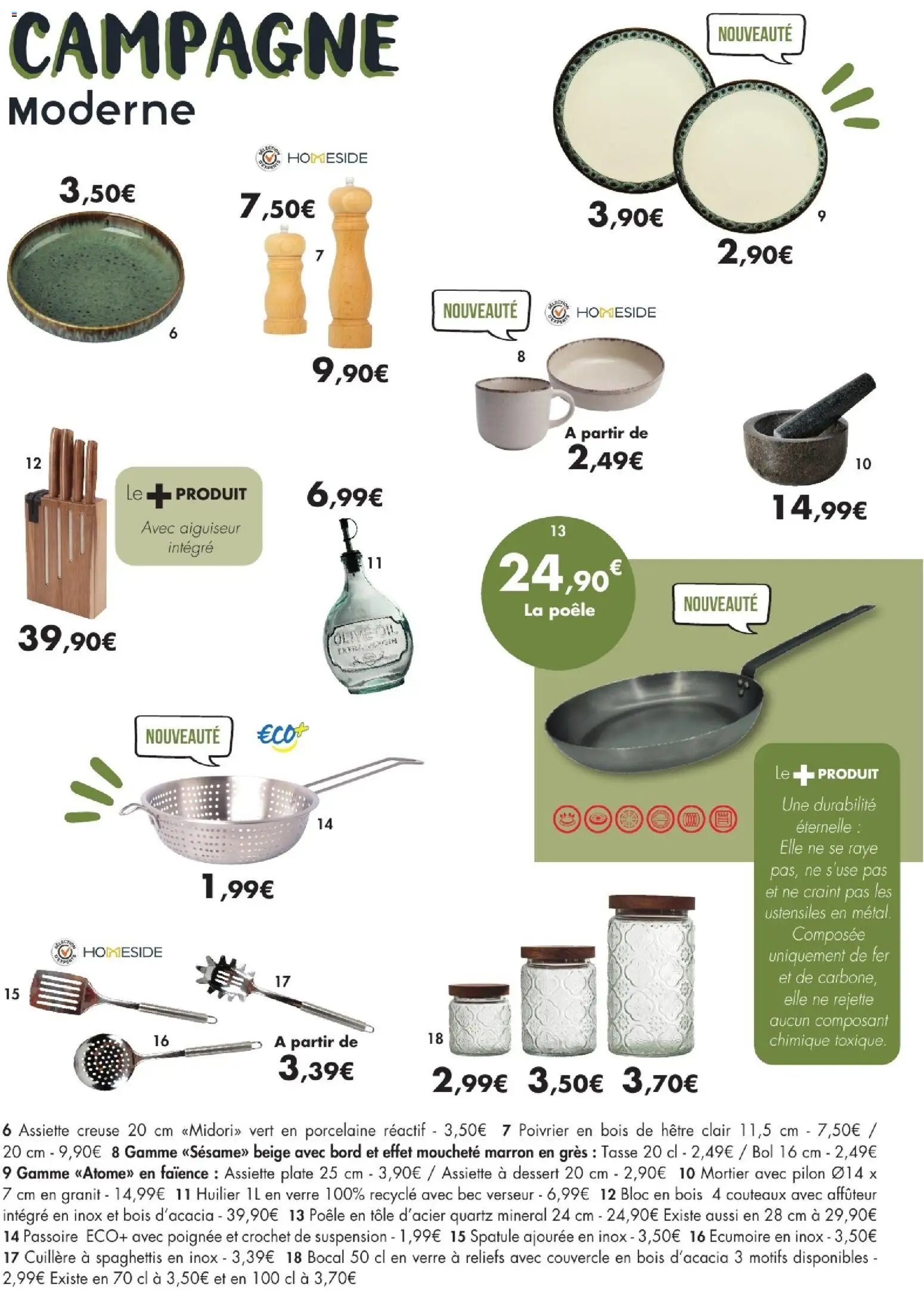 {H1} | Page: 21 | Produits: Couteaux, Poêle, Bol, Suspension