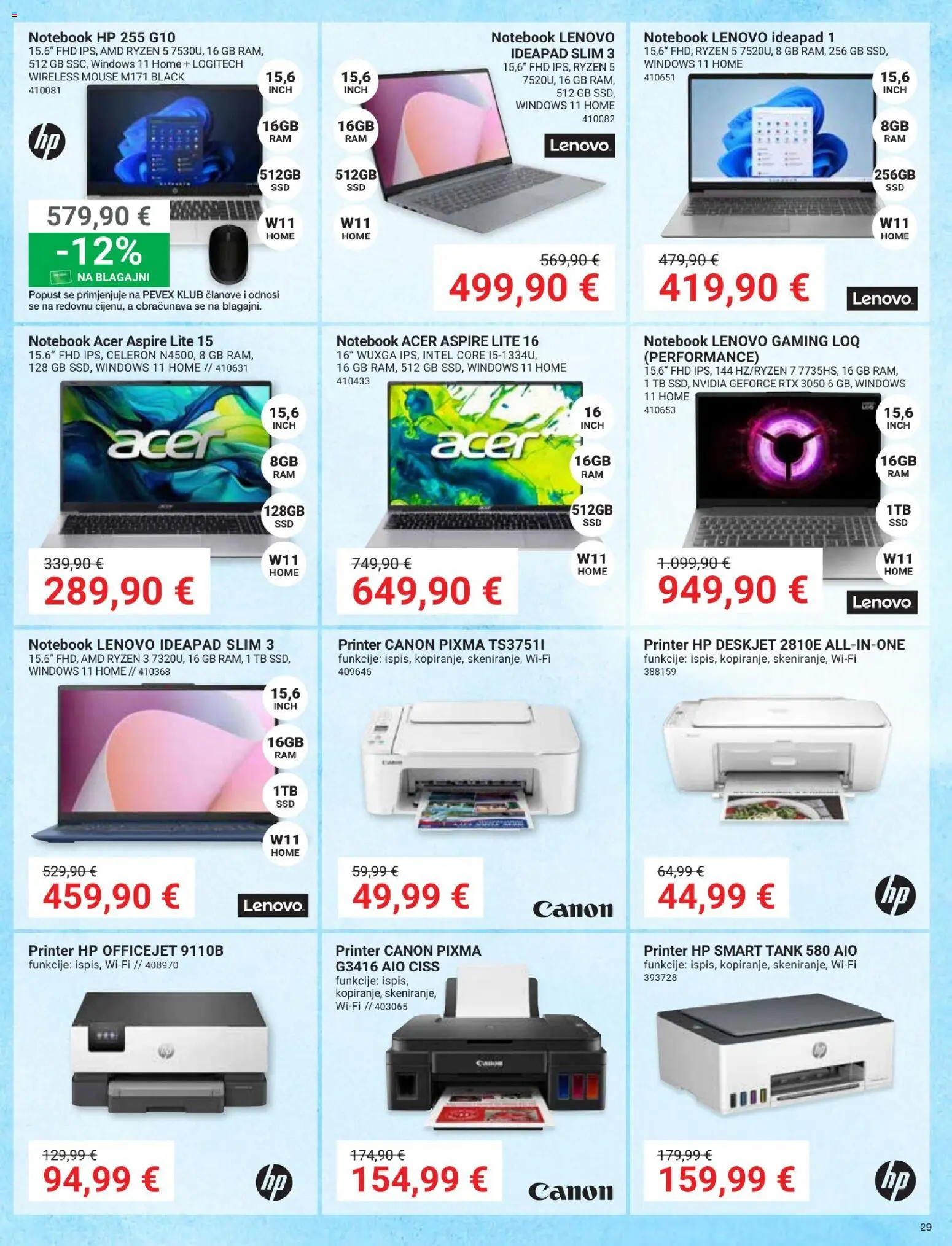 Pevex katalog | vrijedi od 28.05.2026 | Stranica: 29 | Proizvodi: Notebook, Printer
