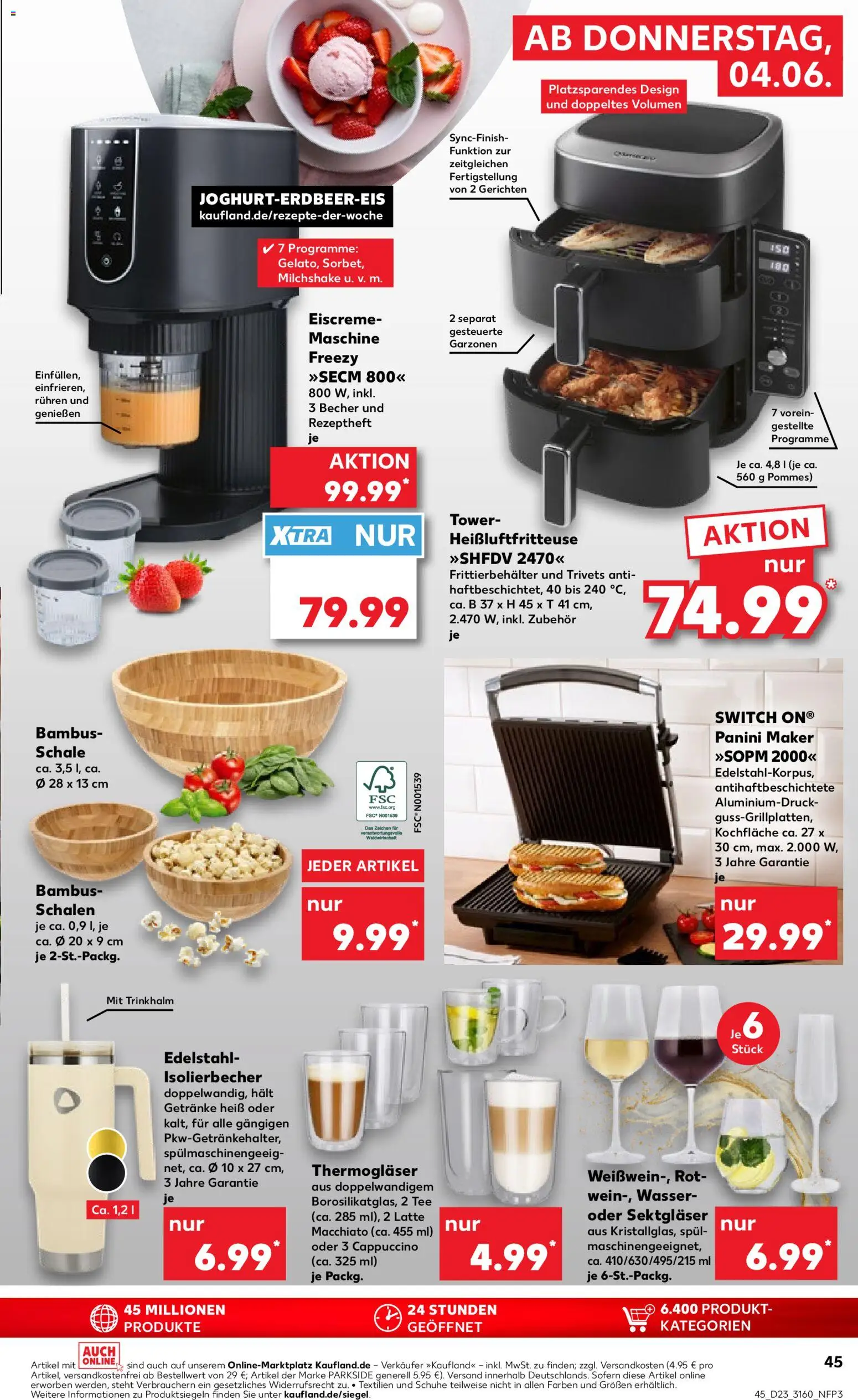 Kaufland Prospekt Frankfurt (Oder) – gültig ab 04.06.2026 | Seite: 45 | Produkte: Eiscreme, Wasser, Tee, Heißluftfritteuse