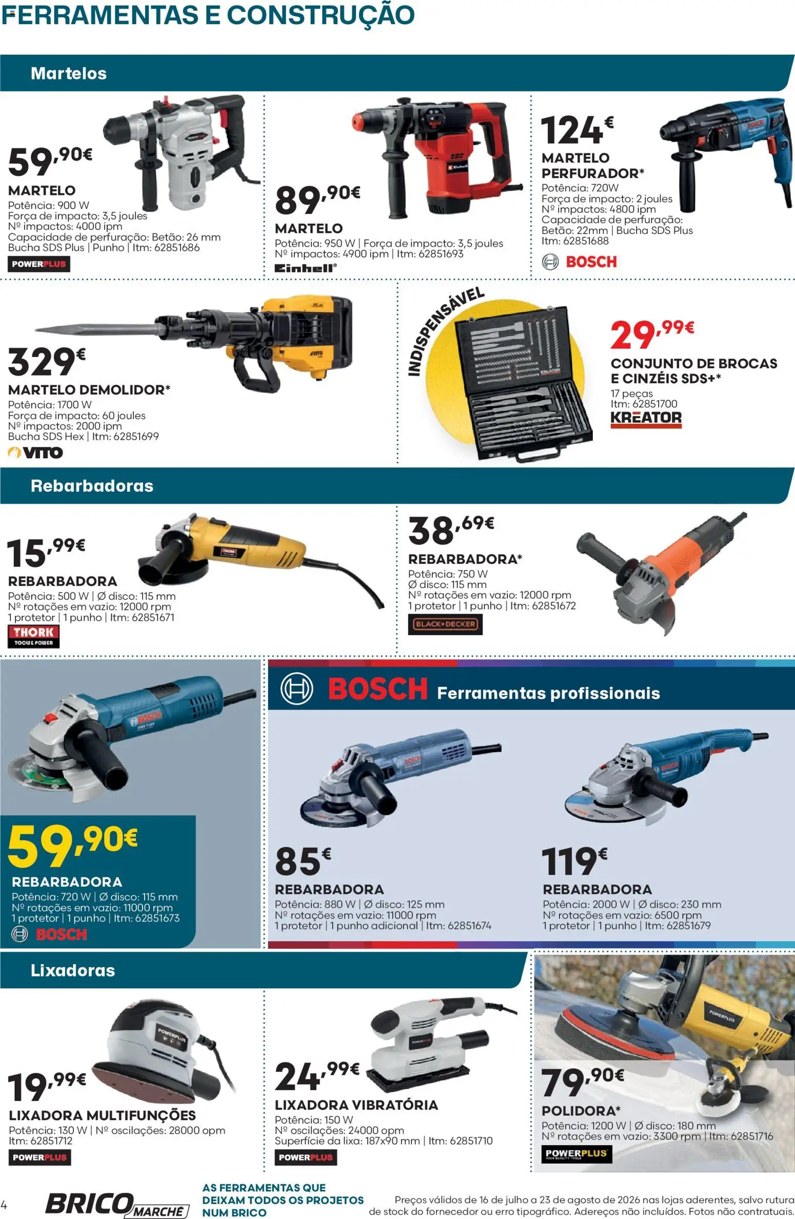 BricoMarché Folheto 10 - Catálogo Ferramentas e Construção │ válido de 16/07/2026 | Página: 4 | Produtos: Lixa, Ferramentas, Martelo