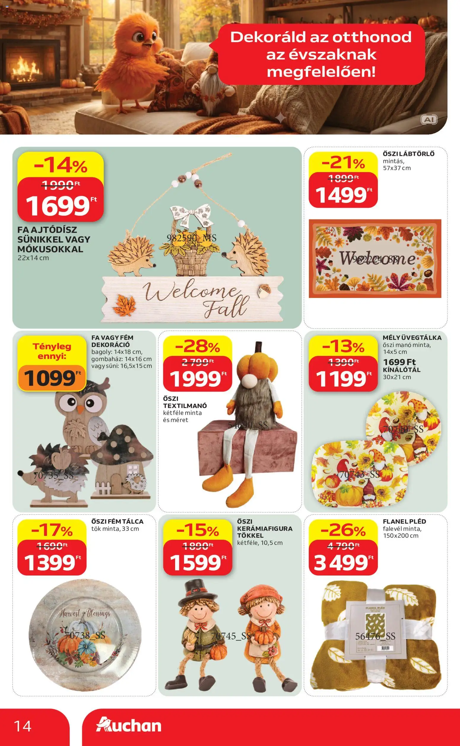 Auchan akciós ujság - amely érvényes a következő dátumtól: 2026.09.10. | Oldal: 14 | Termékek: Tök, FA, Tálca, Pléd