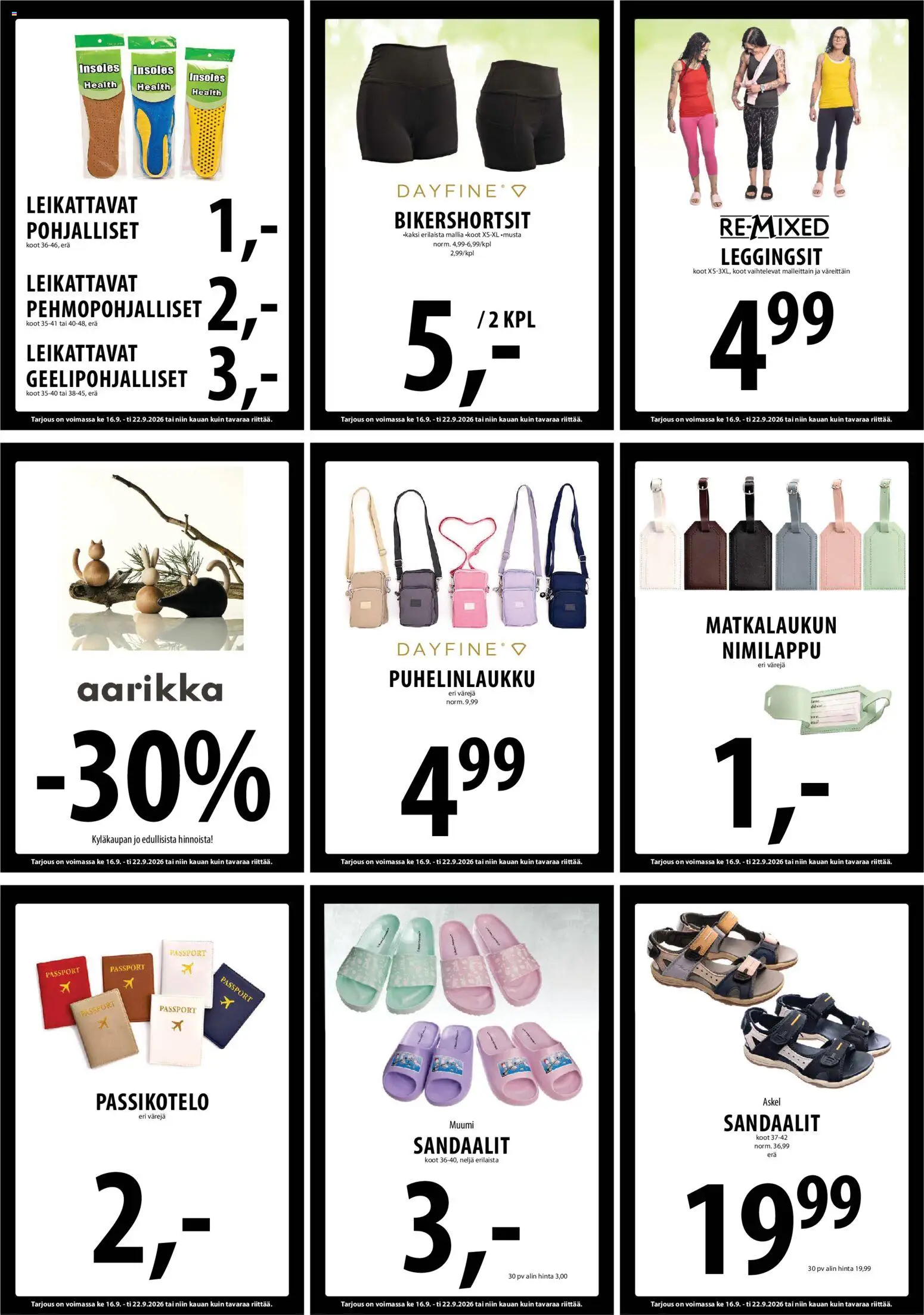 Sale tarjoukset – voimassa 15/09/2026 alkaen | Sivu: 20 | Tuotteet: Leggingsit, Sandaalit