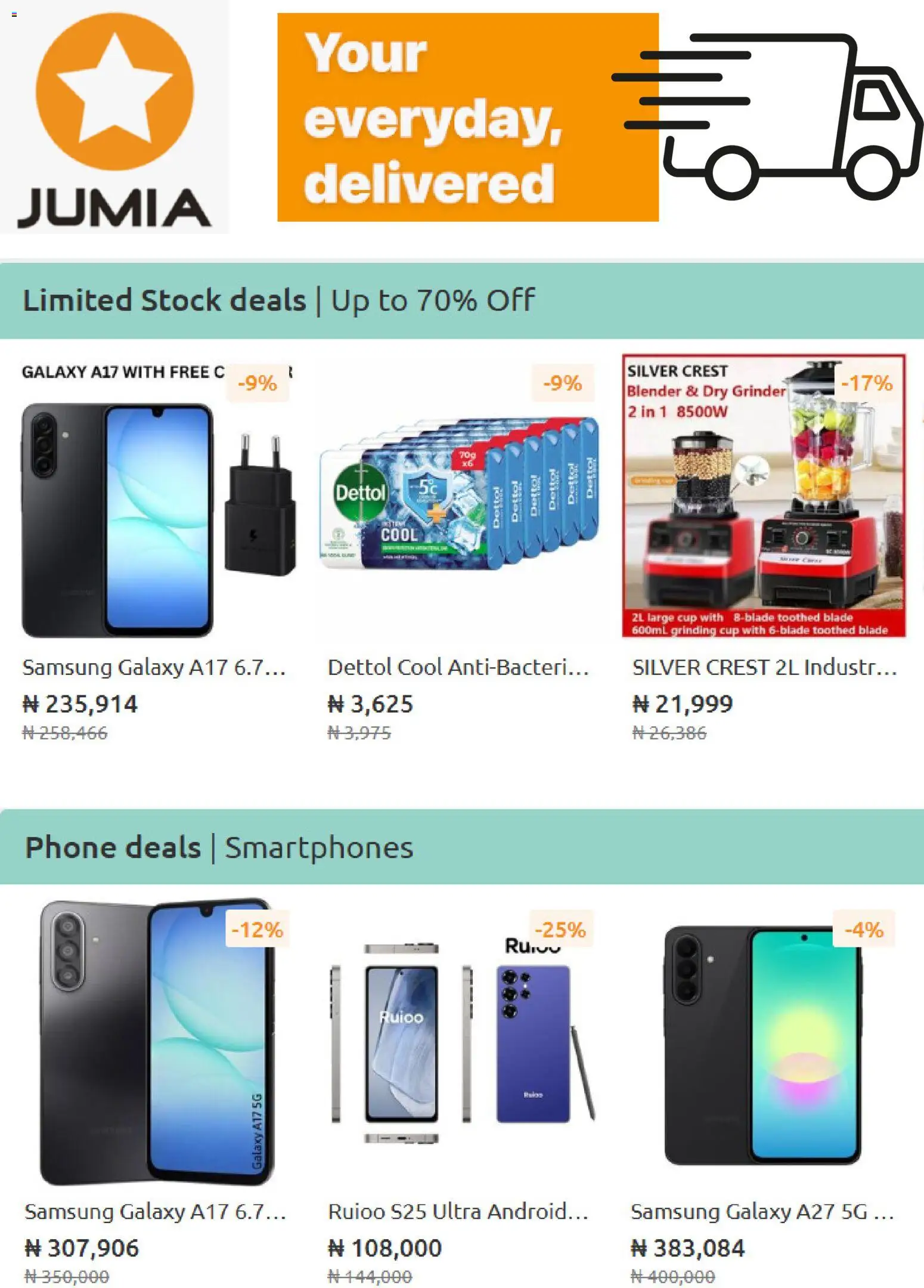 Jumia Catalogue valid from 17/08/2026 | Page: 5 | Products: Blender, Grinder, Phone