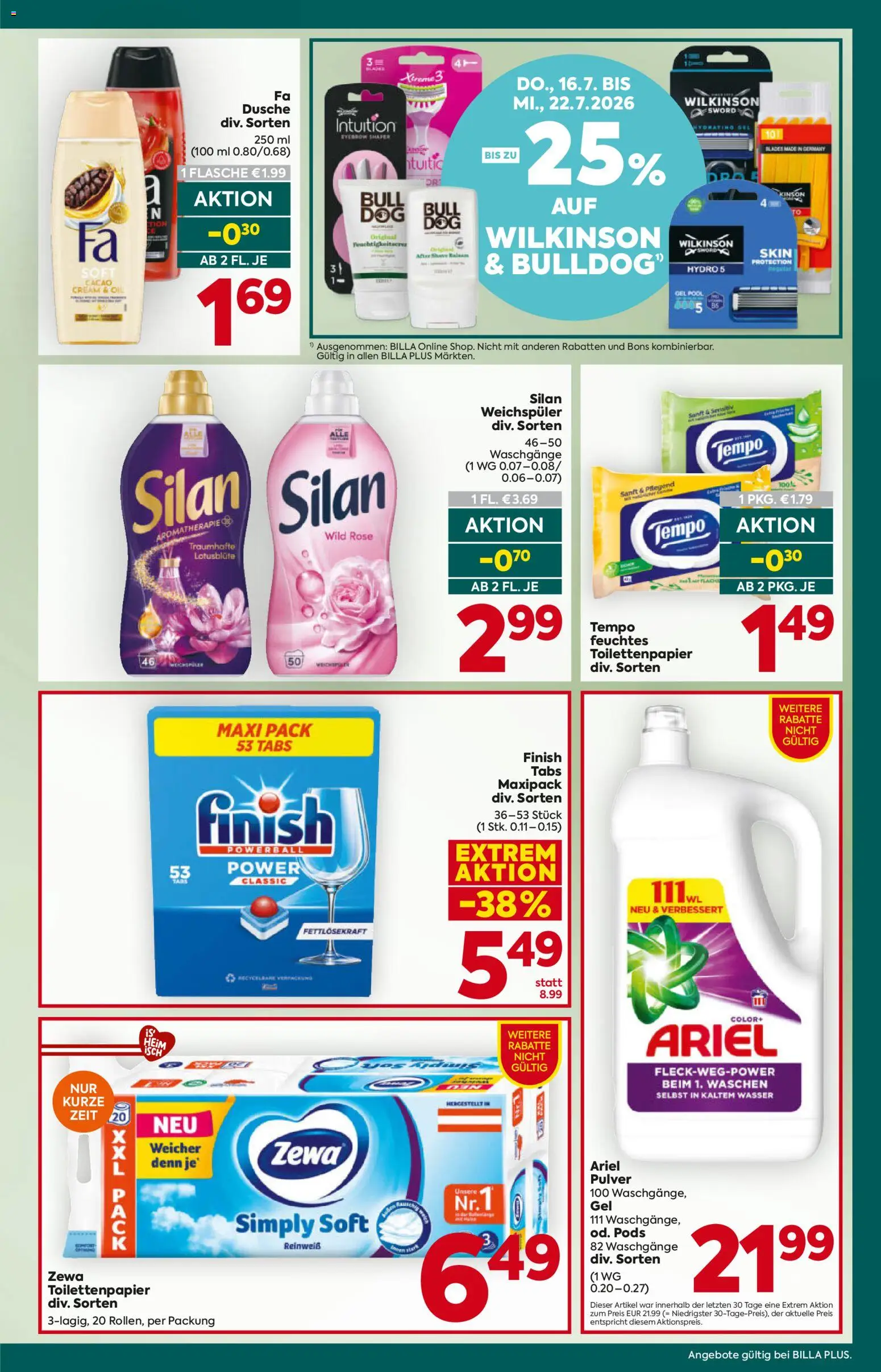 Billa Plus Flugblatt gültig ab 16.07.2026 | Seite: 15 | Produkte: Wasser, Dusche, Weichspüler