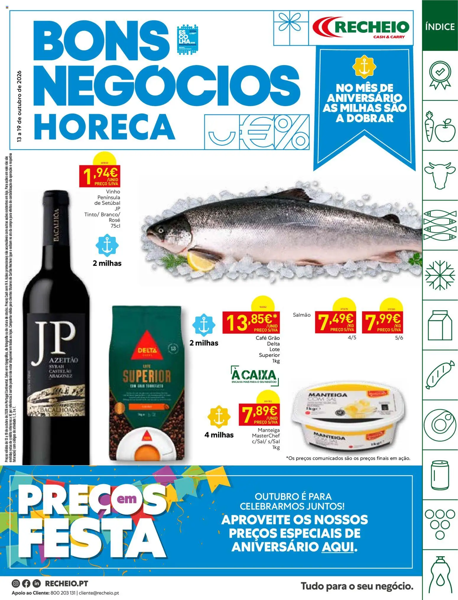 Recheio folheto Horeca │ válido de 13/10/2026 | Página: 1 | Produtos: Salmão, Caixa, Café, Vinho