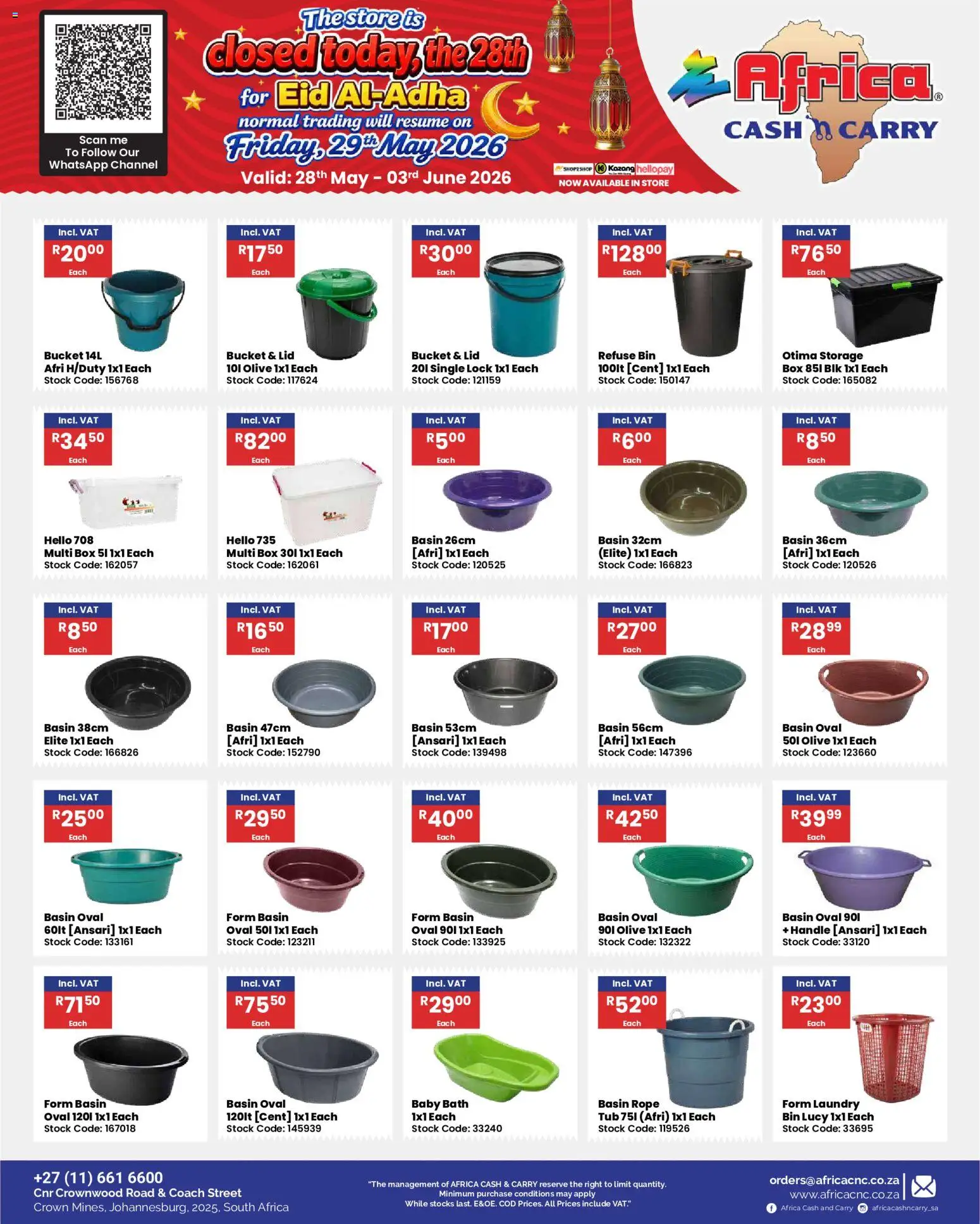 New Africa Cash & Carry catalogue – valid from 28.05.2026 | Page: 47 | Products: Lock, Box, Bath, Stock