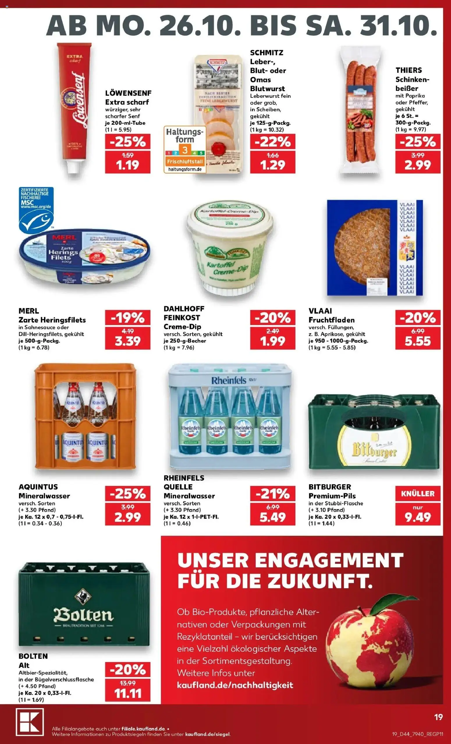 Prospekt Kaufland ab 26.10.2026 » Angebote Online zum Blättern | Seite: 23 | Produkte: Bitburger, Mineralwasser, Paprika, Schinken