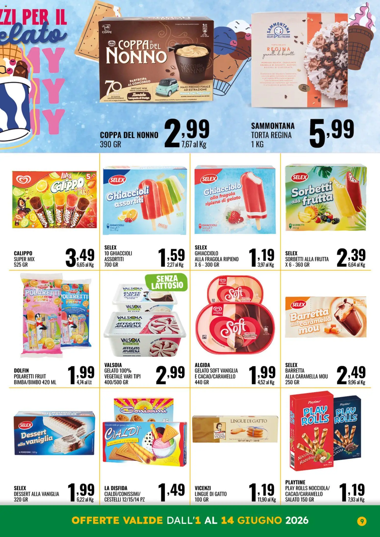 Volantino GECOP del 01.06.2026 | Pagina: 9 | Prodotti: Ghiaccioli, Biscotti, Frutta, Cacao