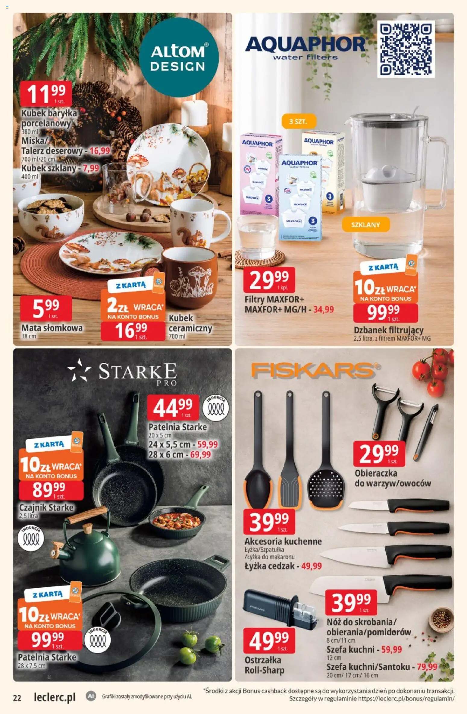 E.Leclerc gazetka od 22.09.2026 | Strona: 22 | Produkty: Dzbanek, Dzbanek filtrujący, Patelnia, Obieraczka