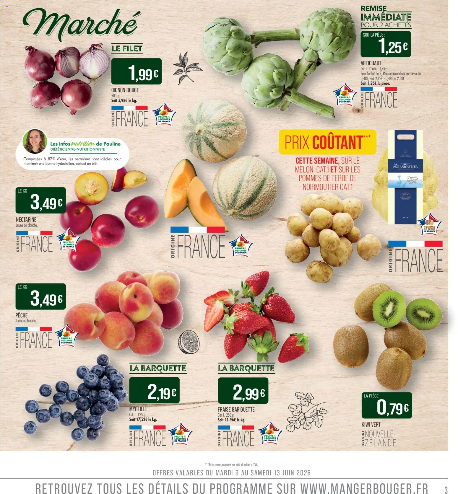 {H1} | Page: 3 | Produits: Fraise, Pêche, Oignon, Pommes de terre