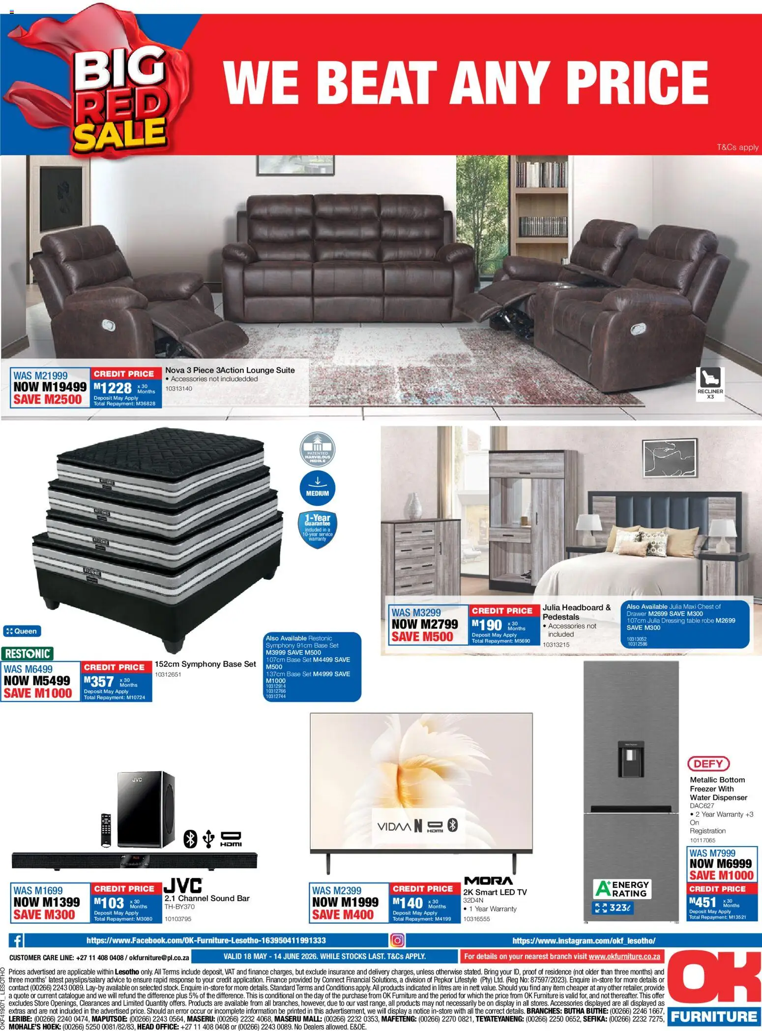 New OK Furniture catalogue – valid from 18.05.2026 | Page: 12 | Products: Headboard, Freezer, TV, Table