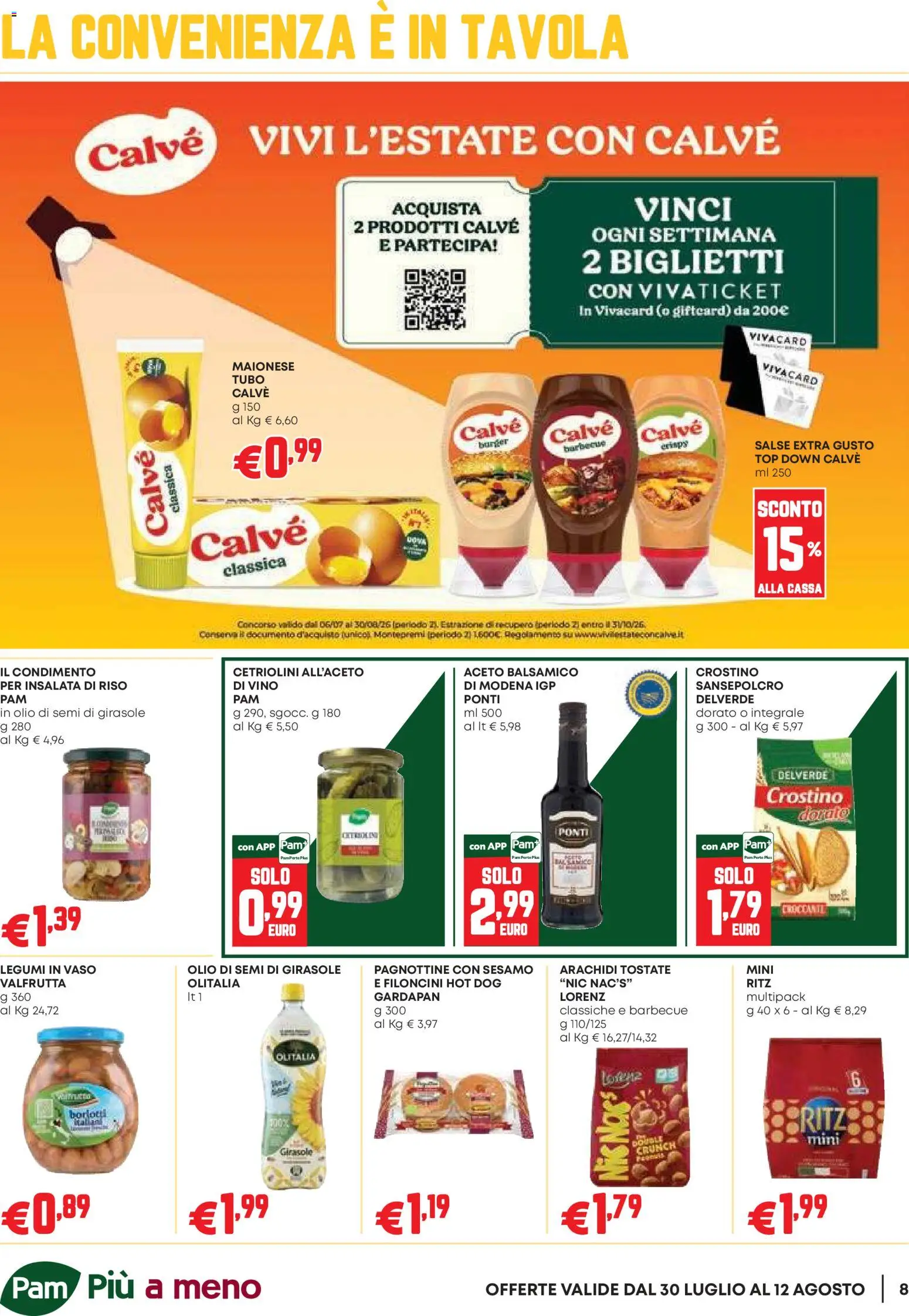 Volantino PAM del 30/07/2026 | Pagina: 8 | Prodotti: Legumi, Top, Vino, Insalata di riso