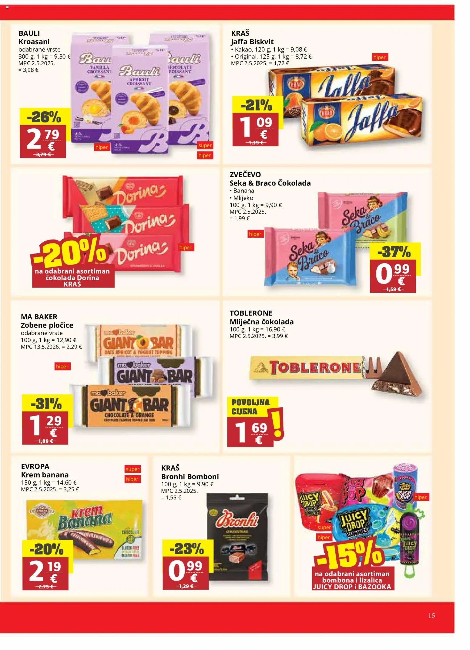 Ribola katalog | vrijedi od 17.06.2026 | Stranica: 15 | Proizvodi: Dorina, Čokolada, Pločice, Bomboni
