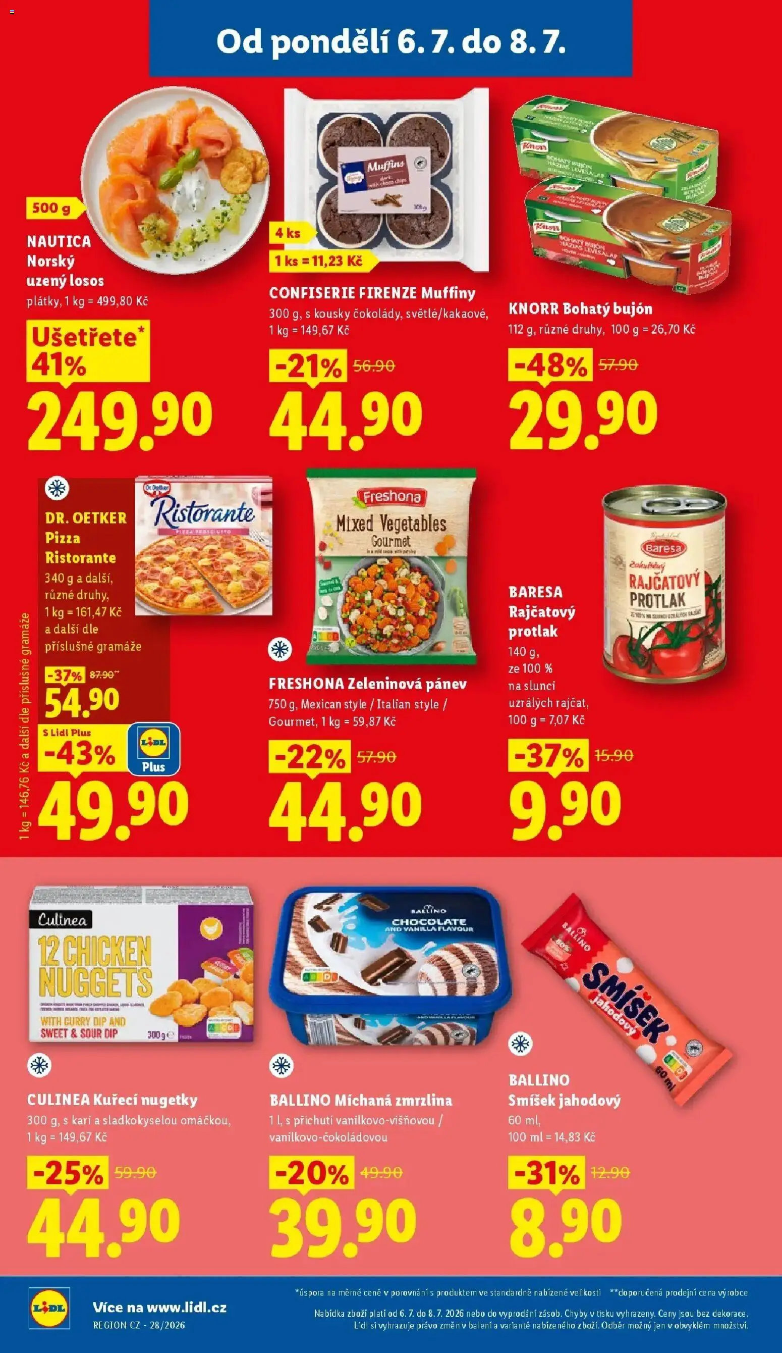 Lidl aktuální leták od 06.07.2026 | Strana: 22 | Produkty: Zmrzlina, Knorr, Pizza Ristorante, Uzený losos