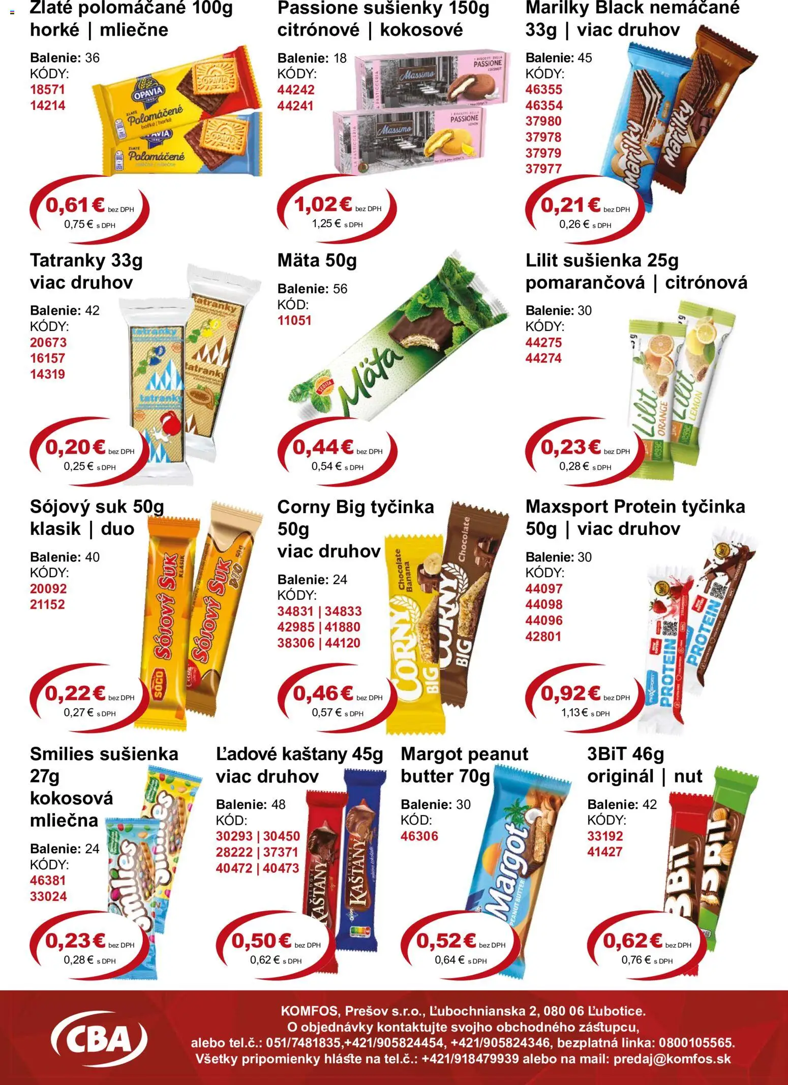 Nové CBA Komfos akcie – leták je platný od 18.09.2026 | Strana: 7 | Produkty: Sušienky, Protein