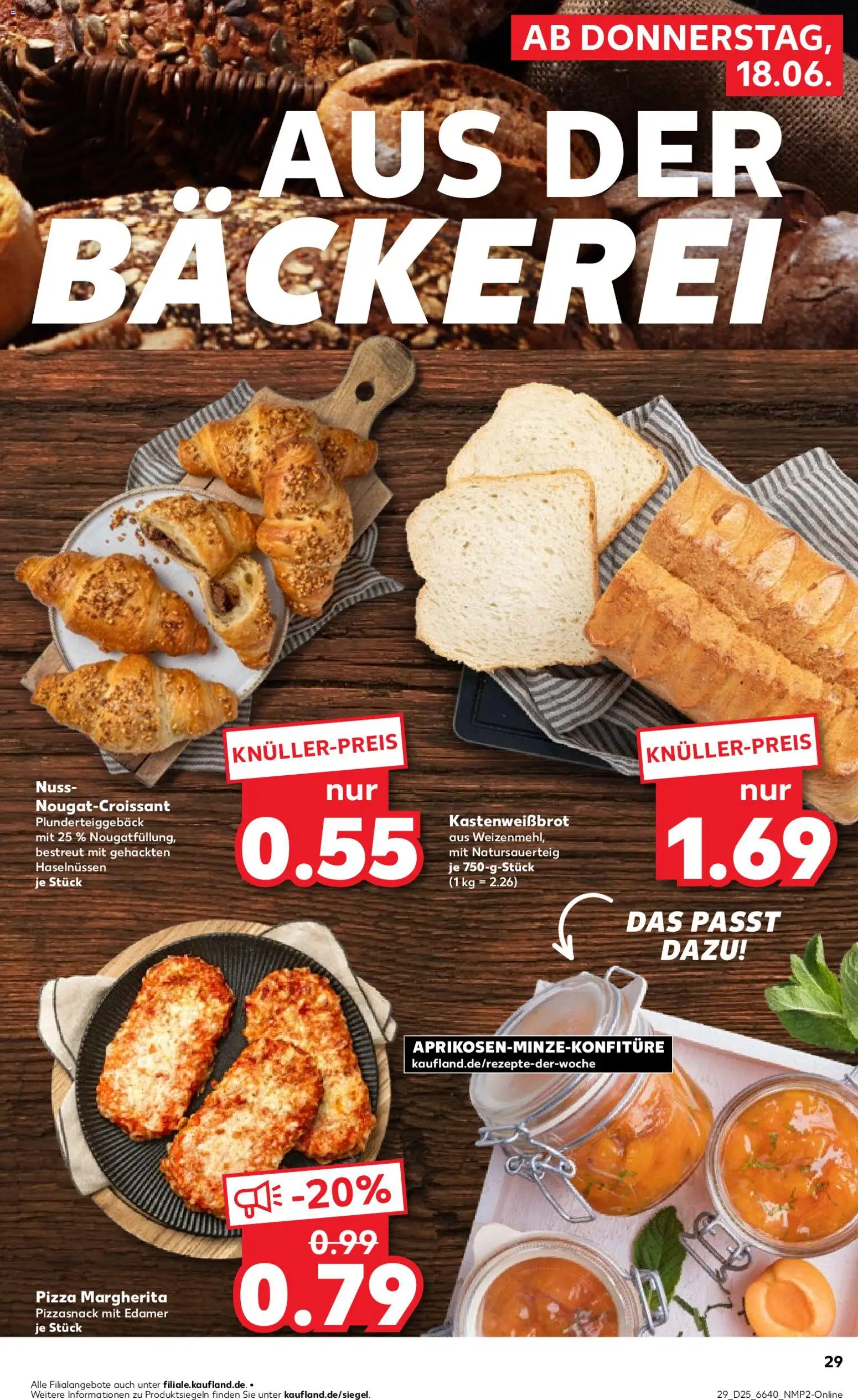 Kaufland Prospekt – gültig ab 18.06.2026 | Seite: 29 | Produkte: Bäckerei, Croissant, Edamer, Pizza