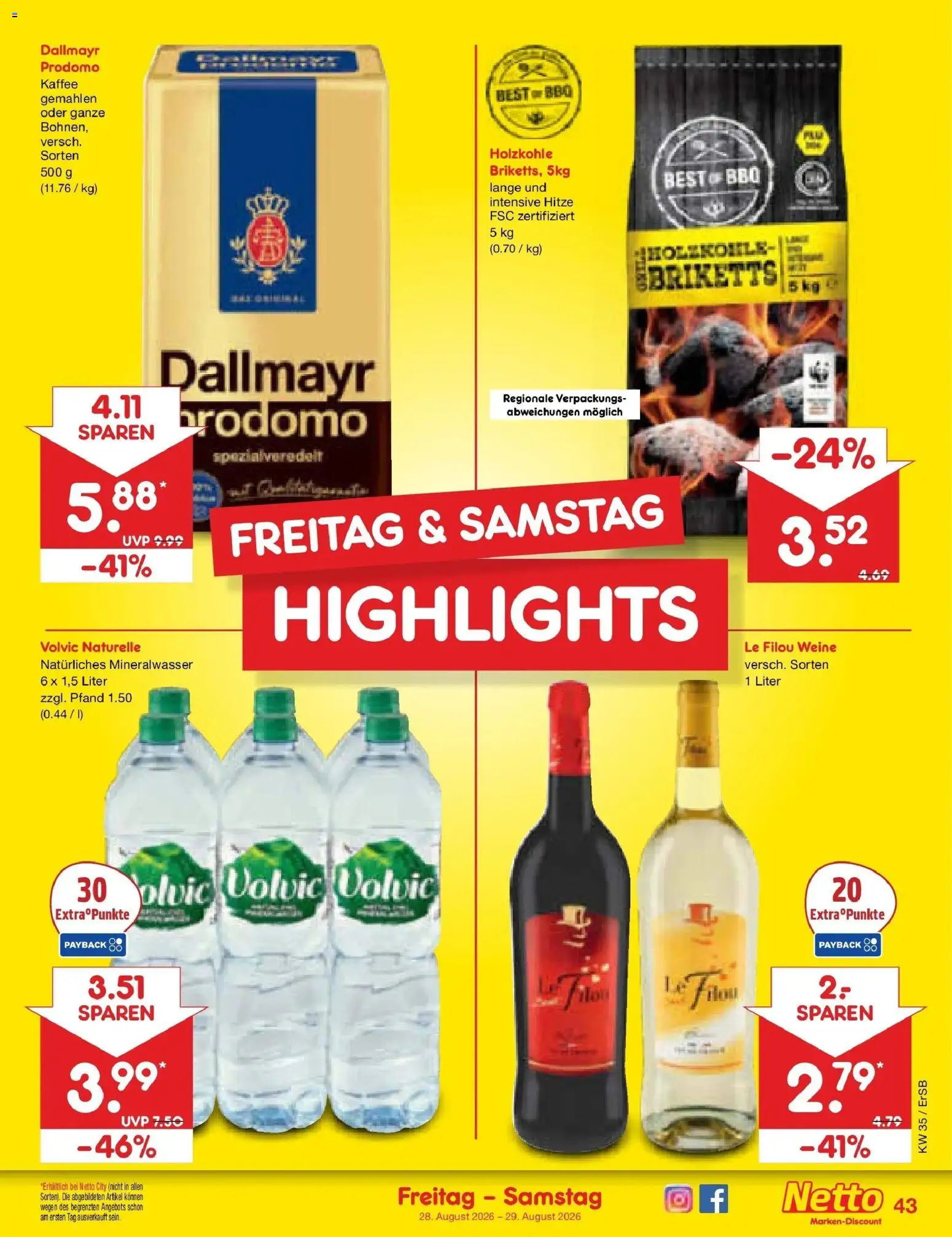 Netto Marken-Discount Prospekt Naumburg (ab 24.08.2026) » Angebote | Seite: 57 | Produkte: Le filou, Dallmayr, Dallmayr prodomo, Volvic