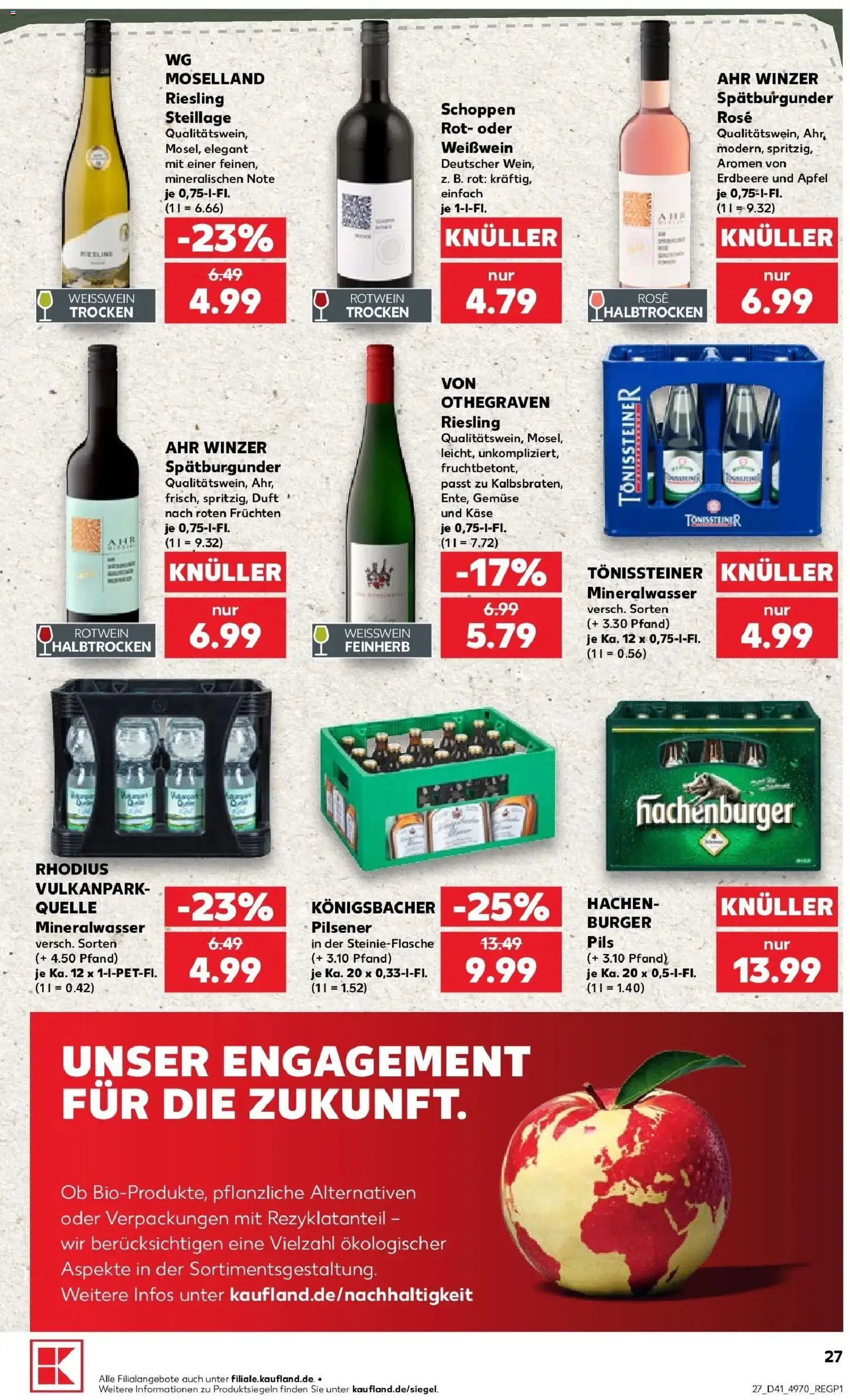 Prospekt Kaufland ab 08.10.2026 » Angebote Online zum Blättern | Seite: 27 | Produkte: Käse, Weißwein, Rotwein, Mineralwasser
