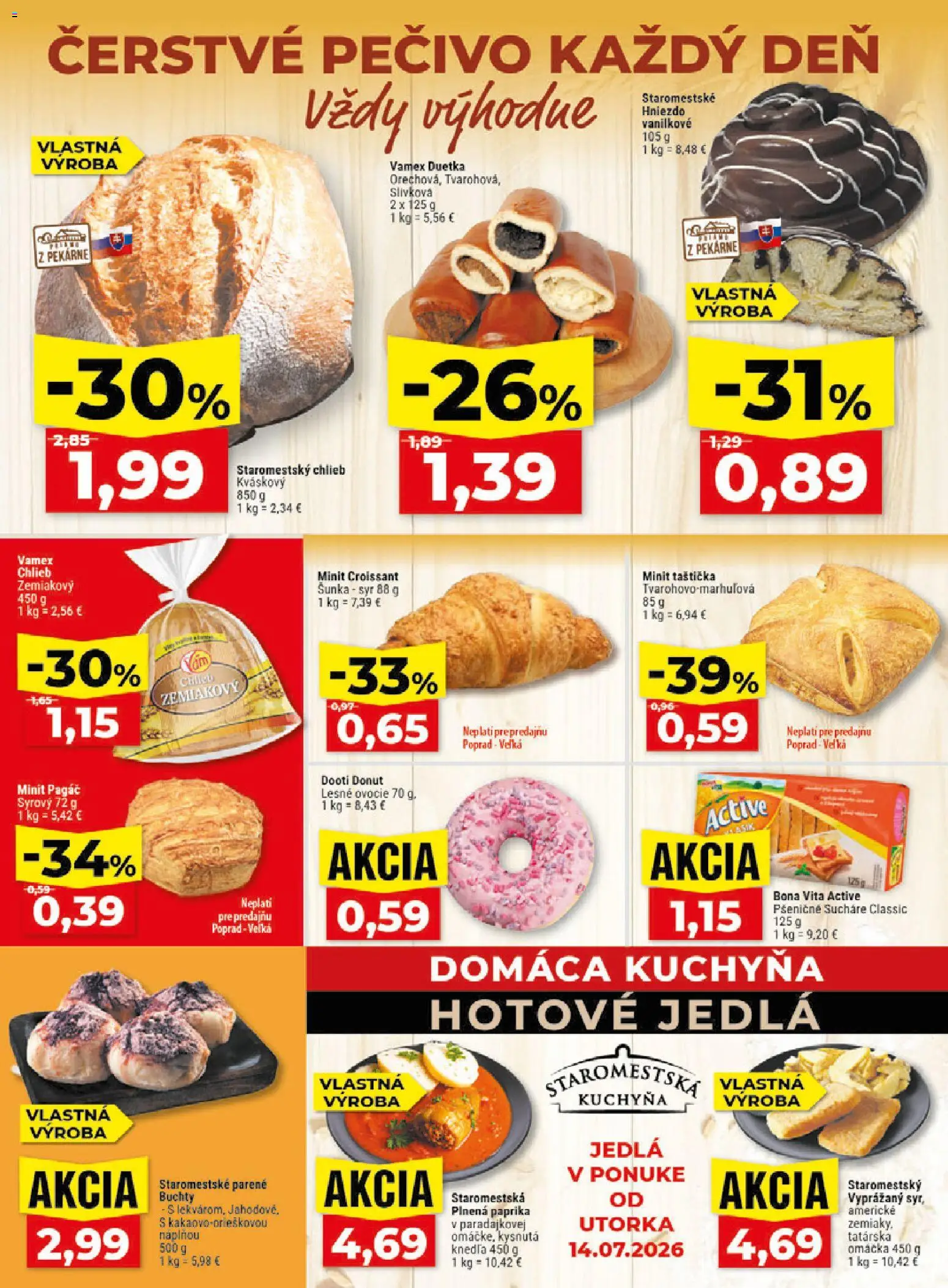 Nové Klas akcie – leták je platný od 13.07.2026 | Strana: 8 | Produkty: Kuchyňa, Šunka, Hotové jedlá, Pečivo