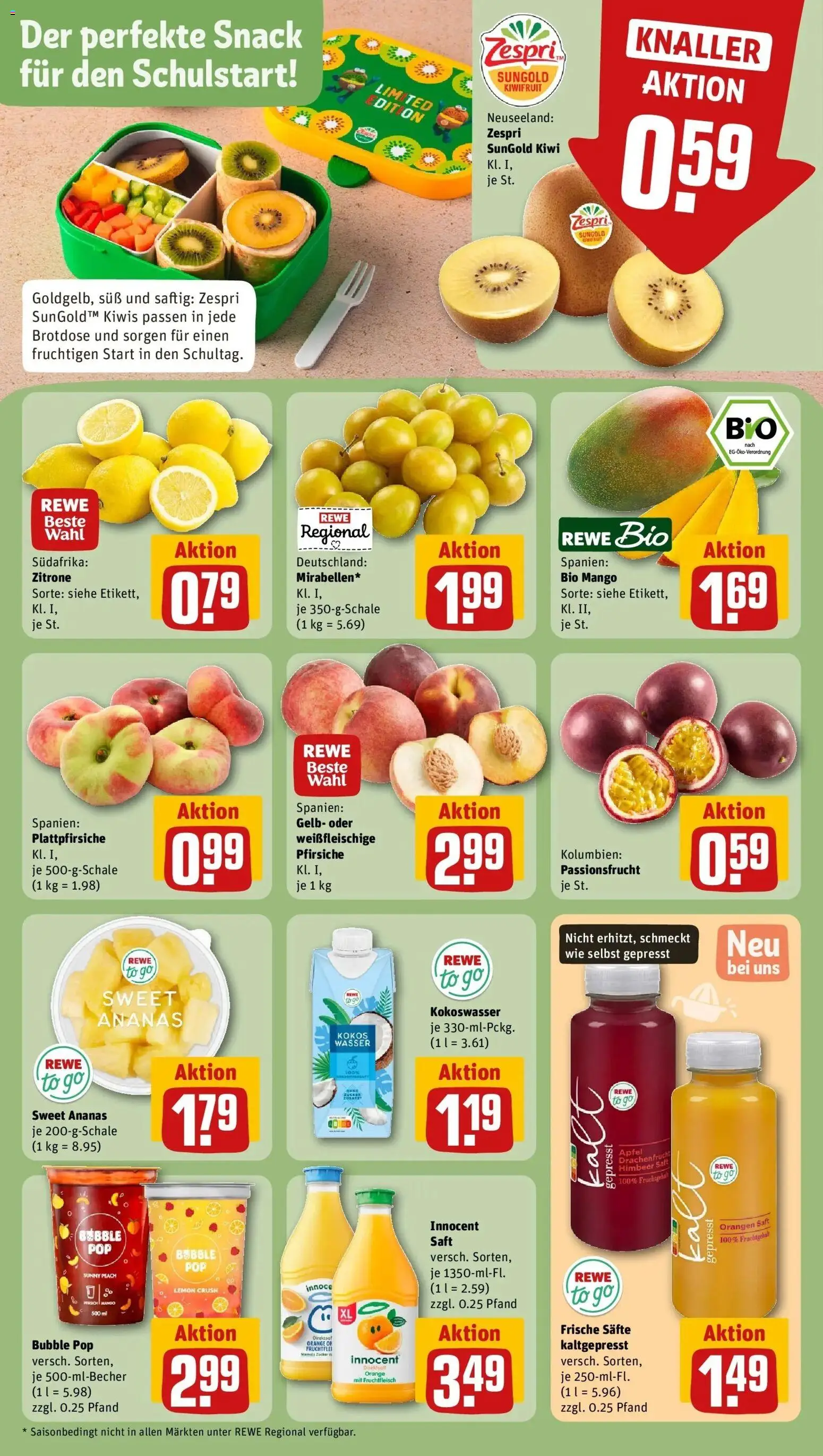 REWE Prospekt ab 24.08.2026 zum Blättern » Angebote | Seite: 6 | Produkte: Äpfel, Orangen, Wasser, Saft
