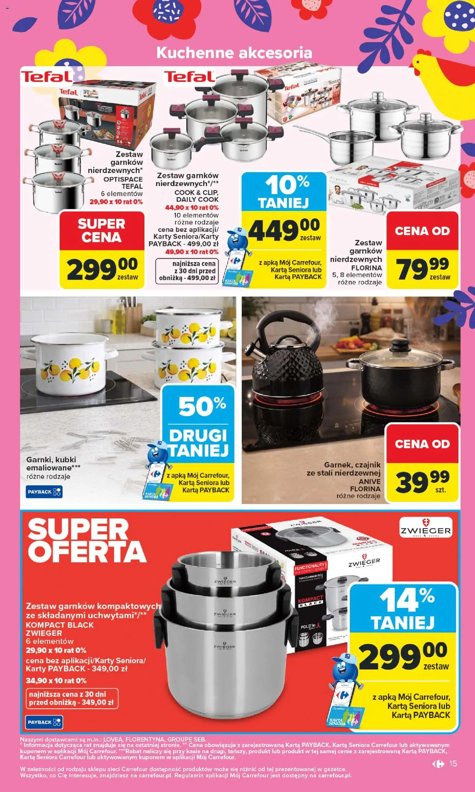 Carrefour gazetka - Łap Wielkanocne okazje od 16.03.2026 | Strona: 15 | Produkty: Karta, Czajnik, Tefal