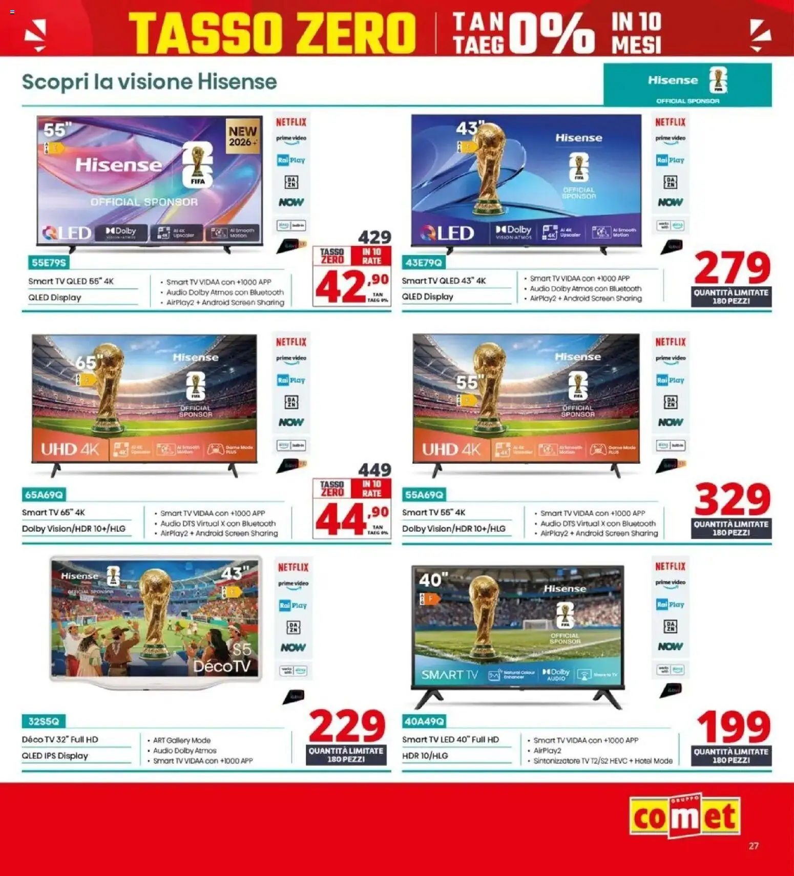 Volantino Comet del 23.04.2026 | Pagina: 27 | Prodotti: smart TV, TV, Video, Audio