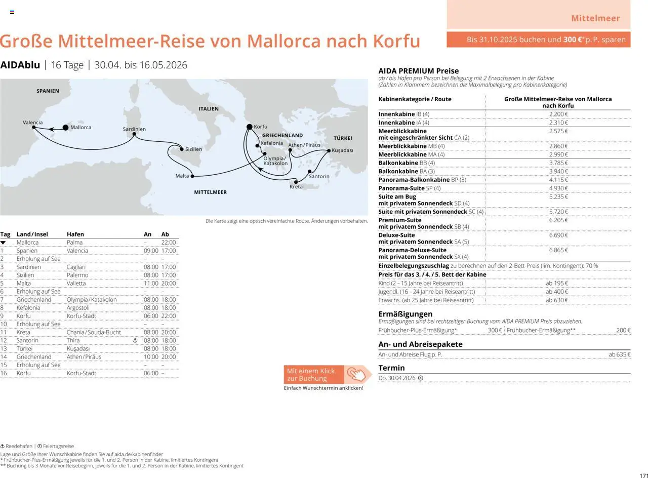 Aida Sommer 2026 – gültig ab 01.03.2026 | Seite: 171 | Produkte: Bett