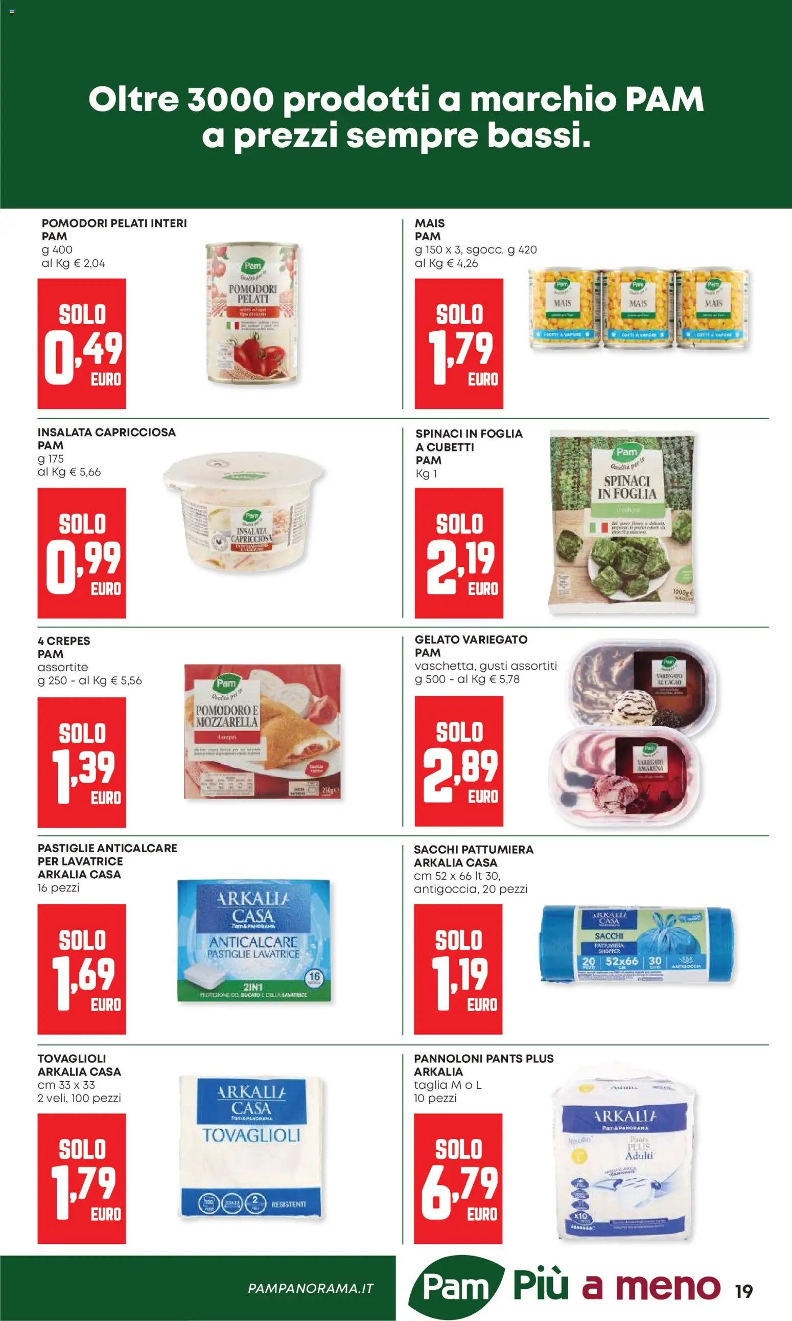 Volantino Panorama del 21.05.2026 | Pagina: 19 | Prodotti: Anticalcare, Pomodoro, Spinaci, Mais