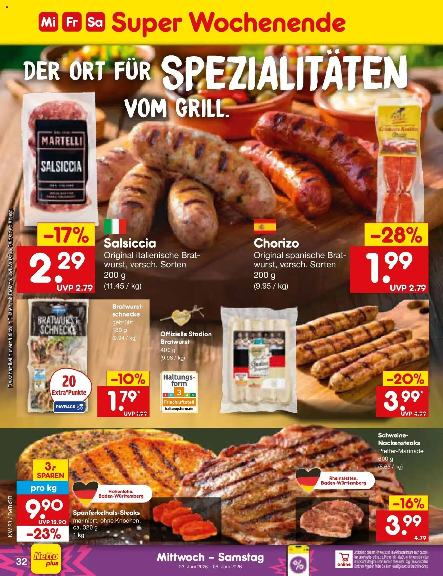 Netto Marken-Discount Prospekt Lahr-Langenwinkel – gültig ab 01.06.2026 | Seite: 46 | Produkte: Nackensteaks, Bratwurst, Wurst, Fleisch