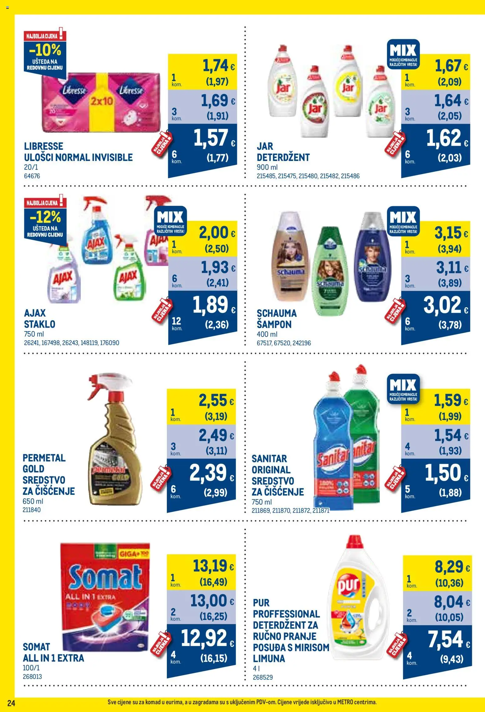 Metro katalog | vrijedi od 01.10.2026 | Stranica: 24 | Proizvodi: Šampon, Deterdžent, Ajax, Staklo