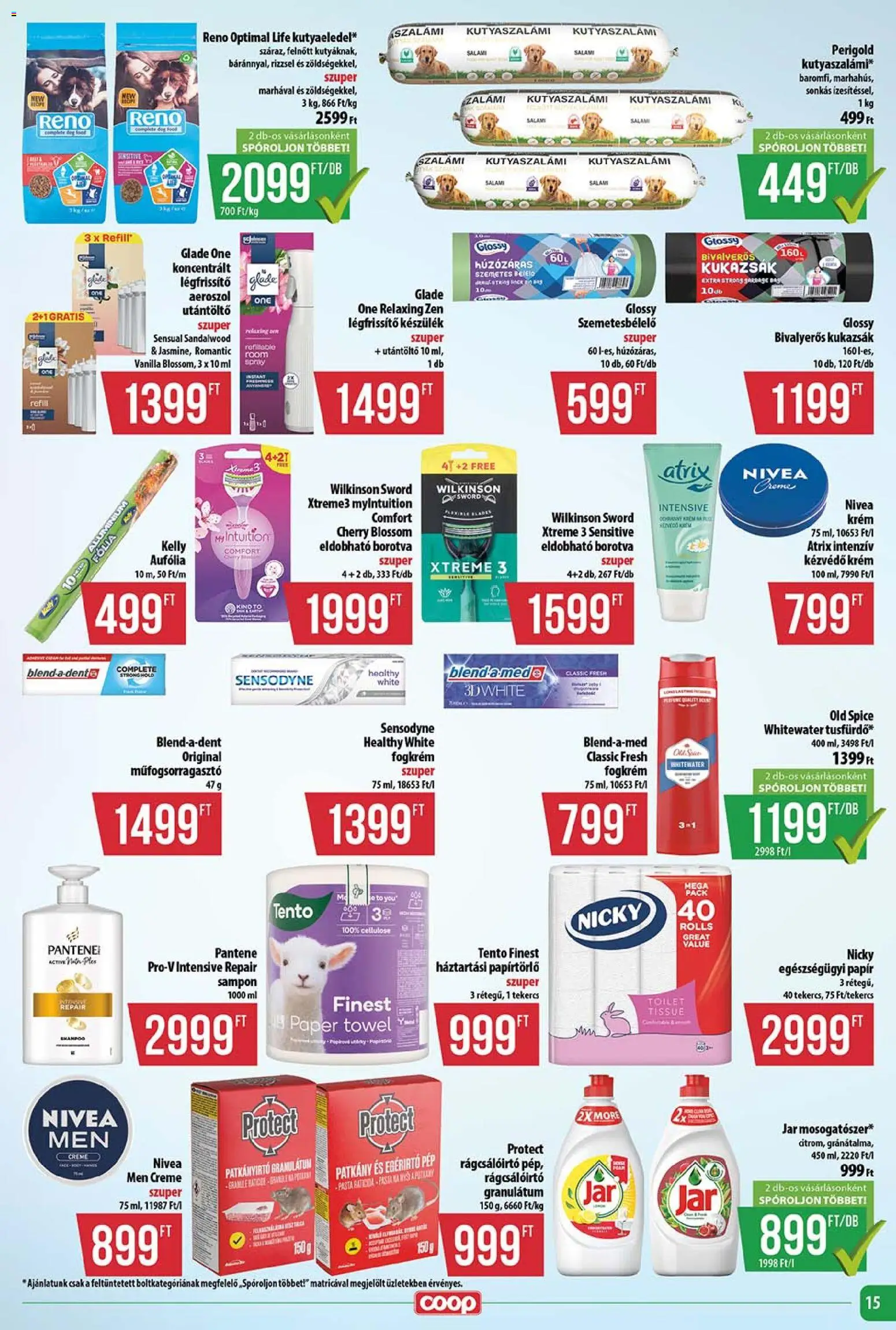 COOP akciós ujság - amely érvényes a következő dátumtól: 2026.10.15. | Oldal: 15 | Termékek: Borotva, Fólia, Granulátum, Fogkrém