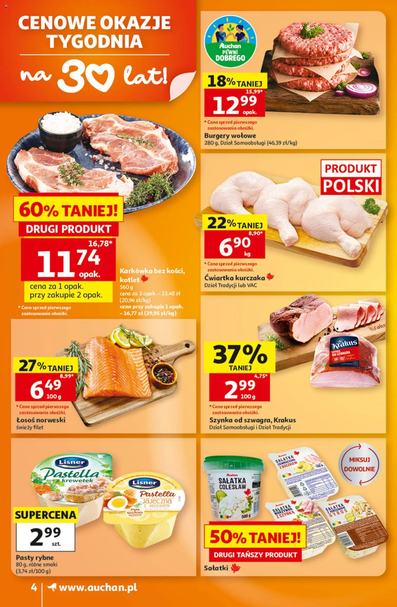 Auchan gazetka od 27.08.2026 | Strona: 4 | Produkty: Karkówka, Sałatki, Szynka, Sałatka