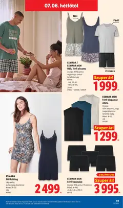ESMARA / ESMARA MEN Női / férfi pizsama, Anyaga: 100% pamut, vagy magas pamuttartalmú anyag, Méret: - női: 36-46, - férfi: M-XXL - amely érvényes a következő dátumtól: 2026.07.02. | Oldal: 69
