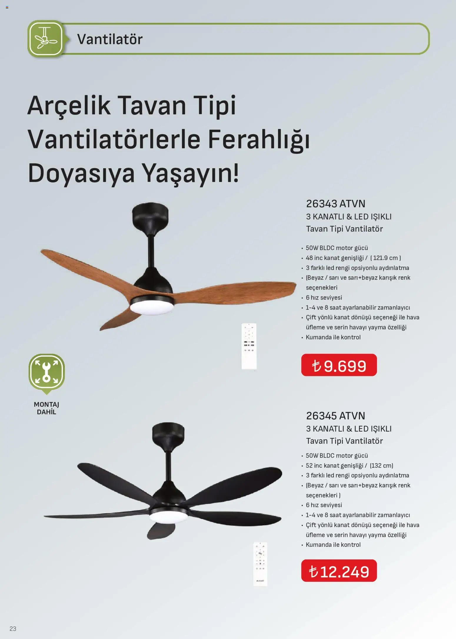 Arçelik - İklimlendirme Kataloğu - 10 Ağustos 2026 tarihinden itibaren geçerlidir | Sayfa: 23