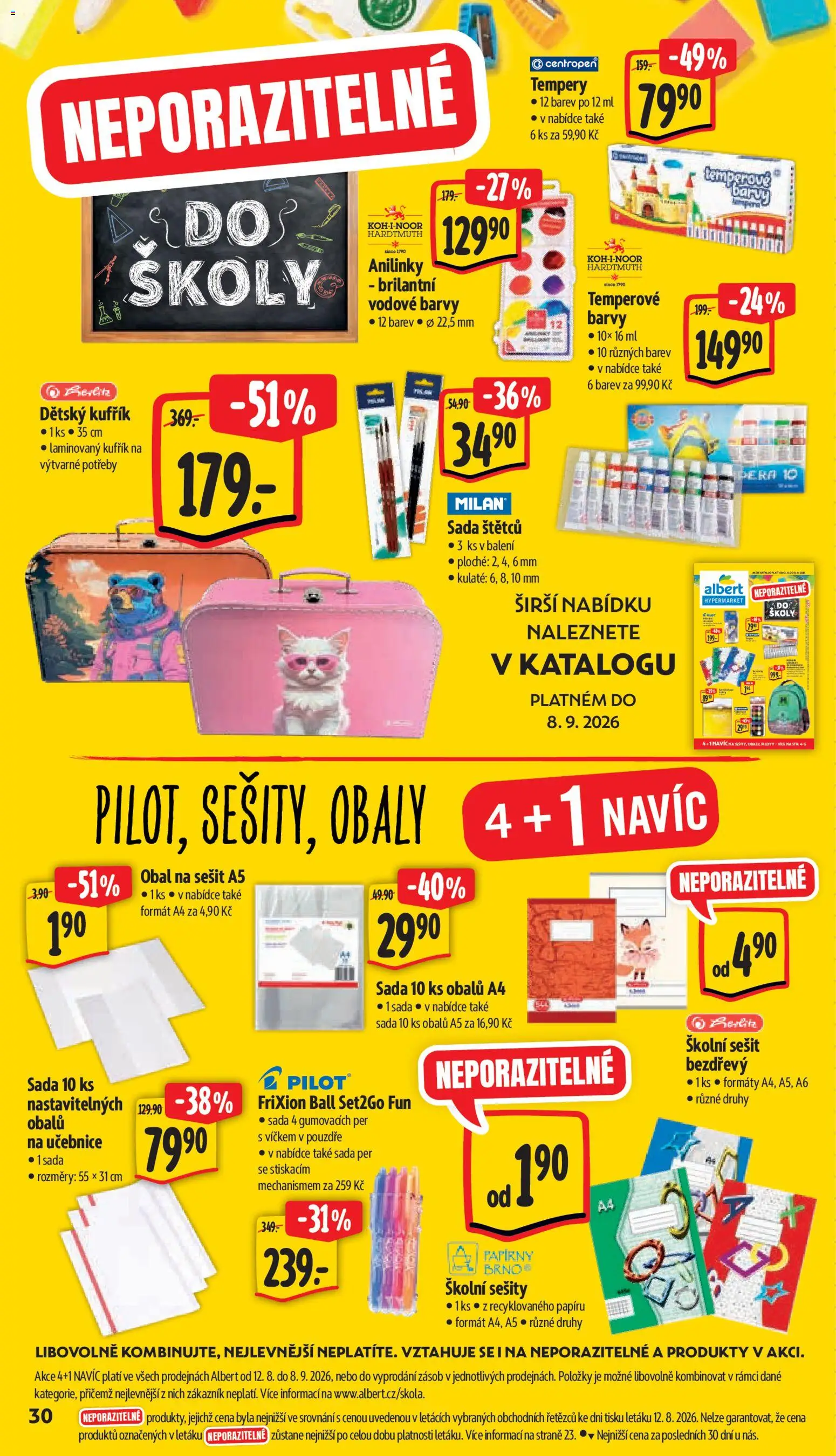 Albert leták - Hypermarket - Strakonice od 19.08.2026 | Strana: 40 | Produkty: Kufřík, Sešity, Sešit, Barvy