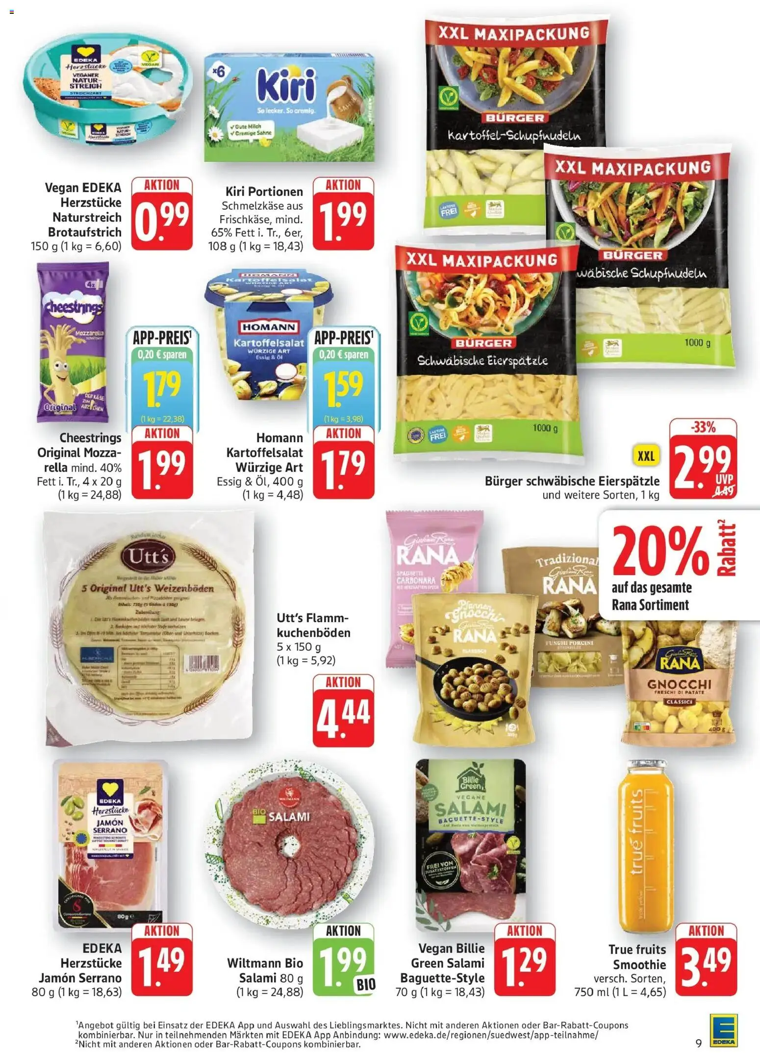Edeka Prospekt Filderstadt-Bonlanden (ab 26.10.2026) » Angebote Online | Seite: 9 | Produkte: Essig, Spaghetti, Burger, Sahne