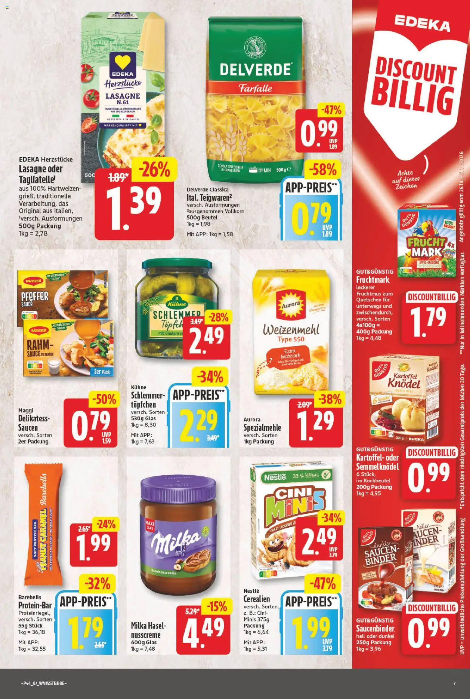 NP Discount Prospekt – gültig ab 26.10.2026 | Seite: 7 | Produkte: Maggi, Weizenmehl, Lasagne, Milka