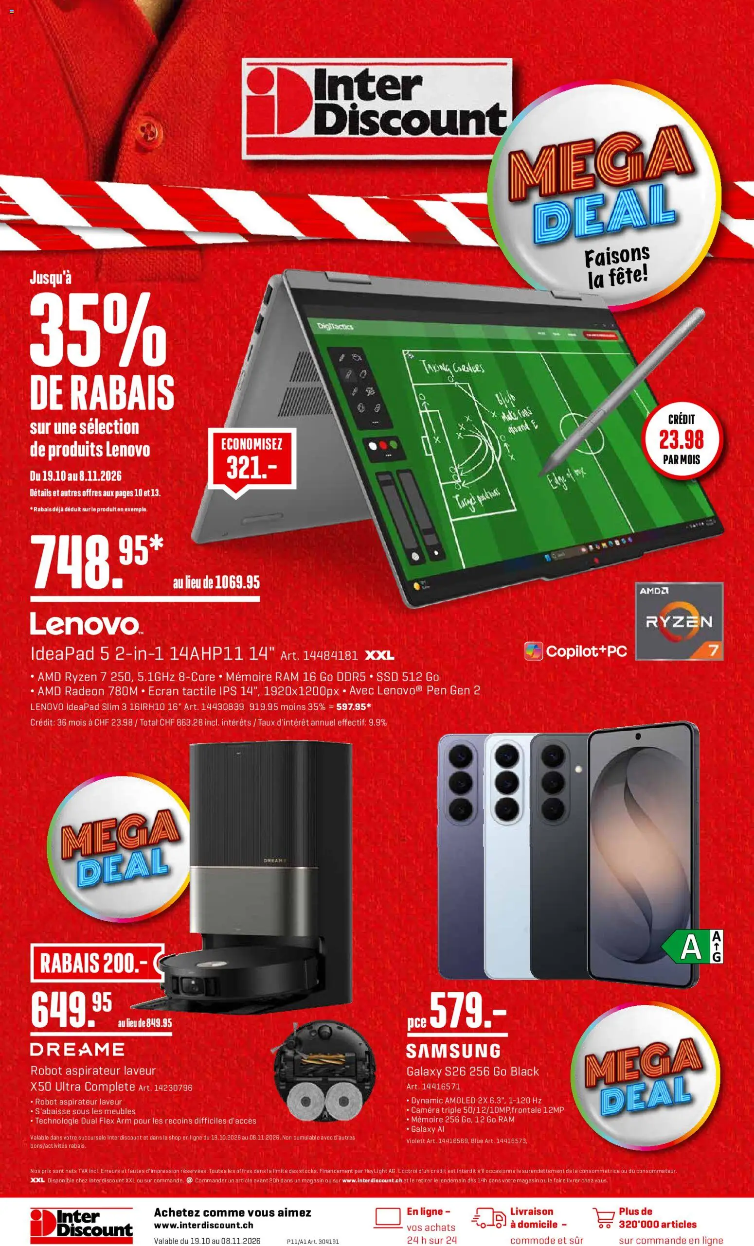Interdiscount aktionen FR – gültig ab 19.10.2026 | Seite: 1 | Produkte: Samsung, Lenovo