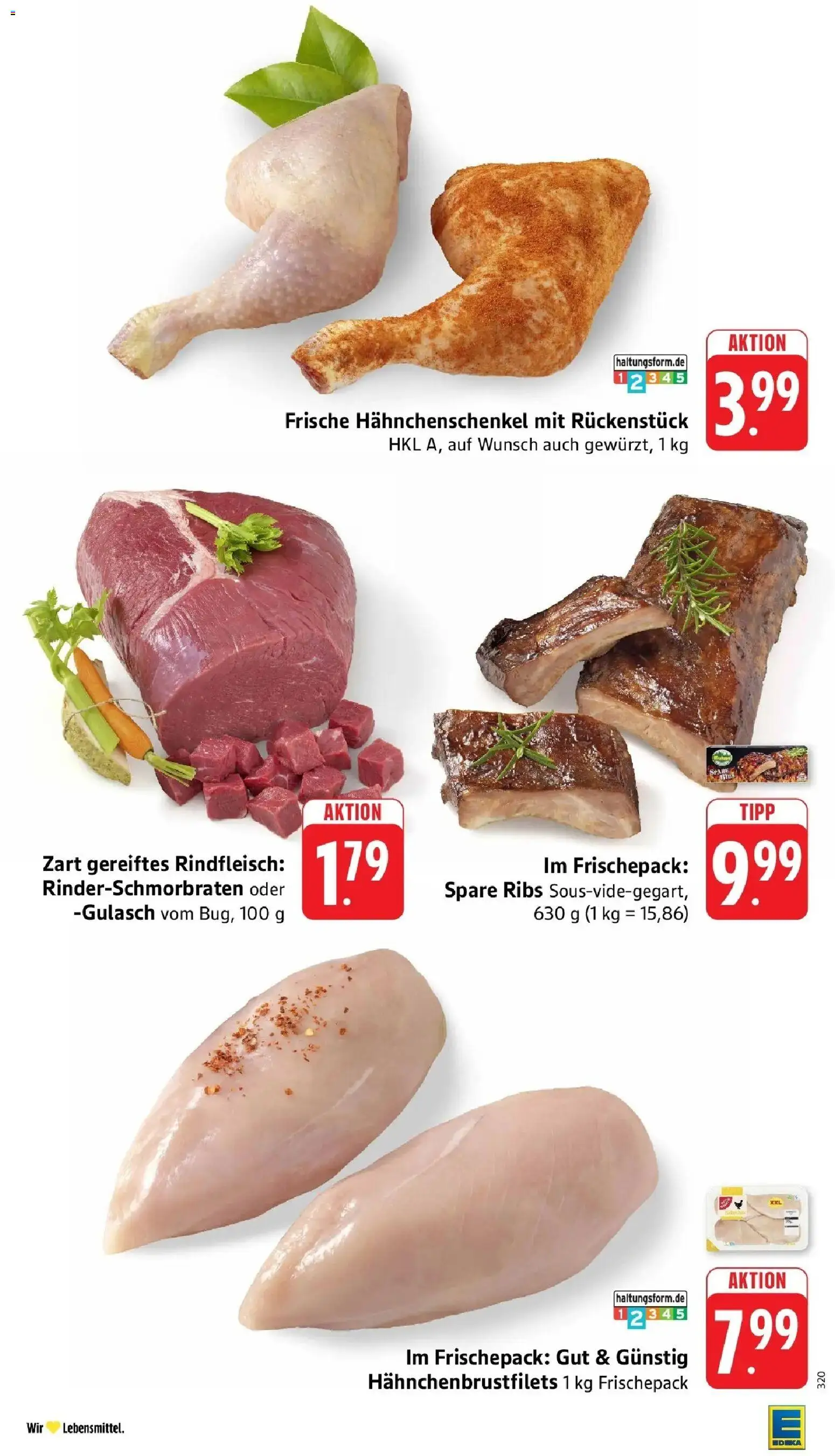 Edeka Prospekt Bad Kreuznach – gültig ab 27.07.2026 | Seite: 4 | Produkte: Hahnchenschenkel, Spare ribs, Gulasch, Rindfleisch