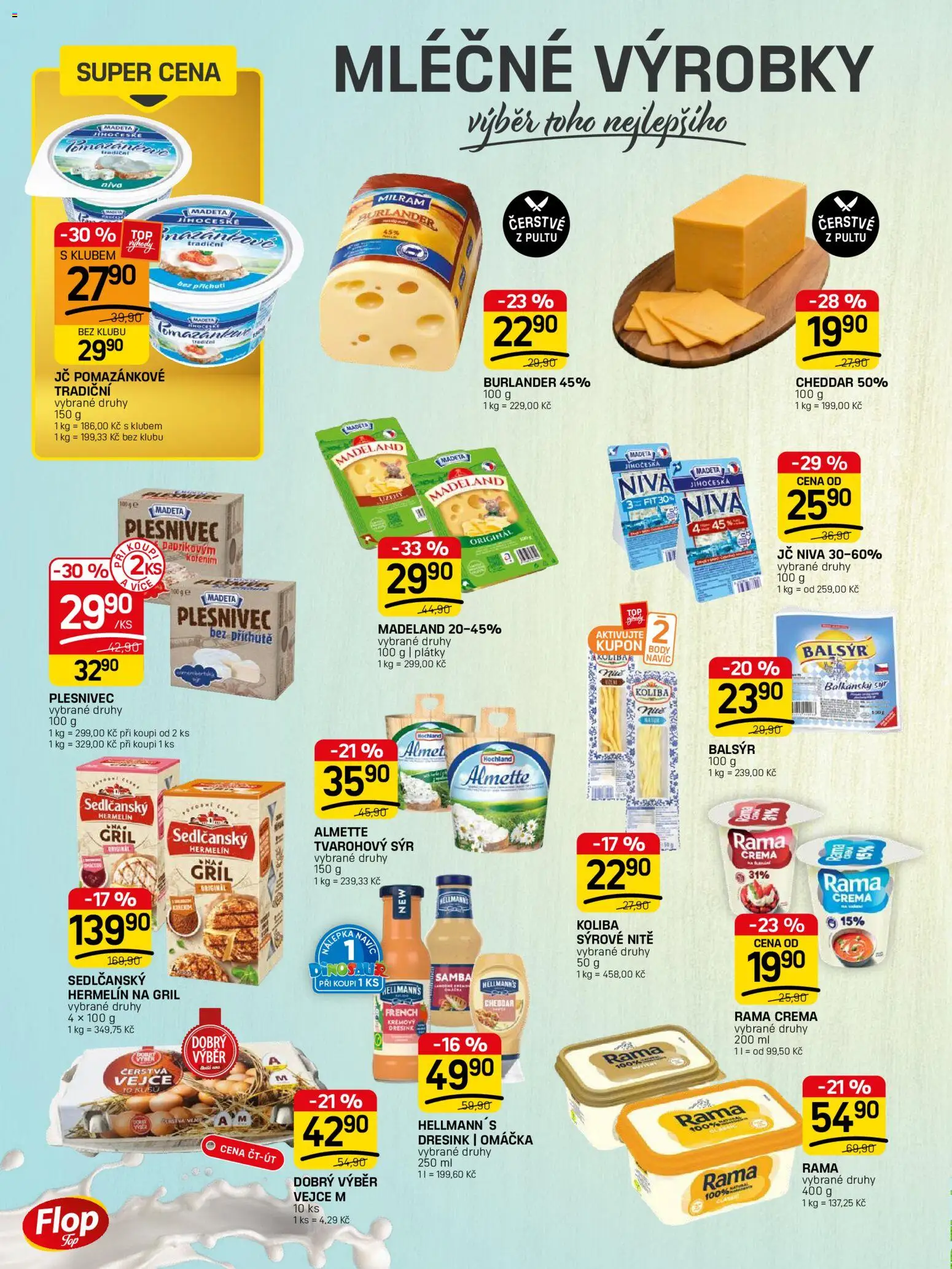 Flop leták - FlopTop od 19.08.2026 | Strana: 4 | Produkty: Sýr, Vejce M, Hellmann's, Cheddar
