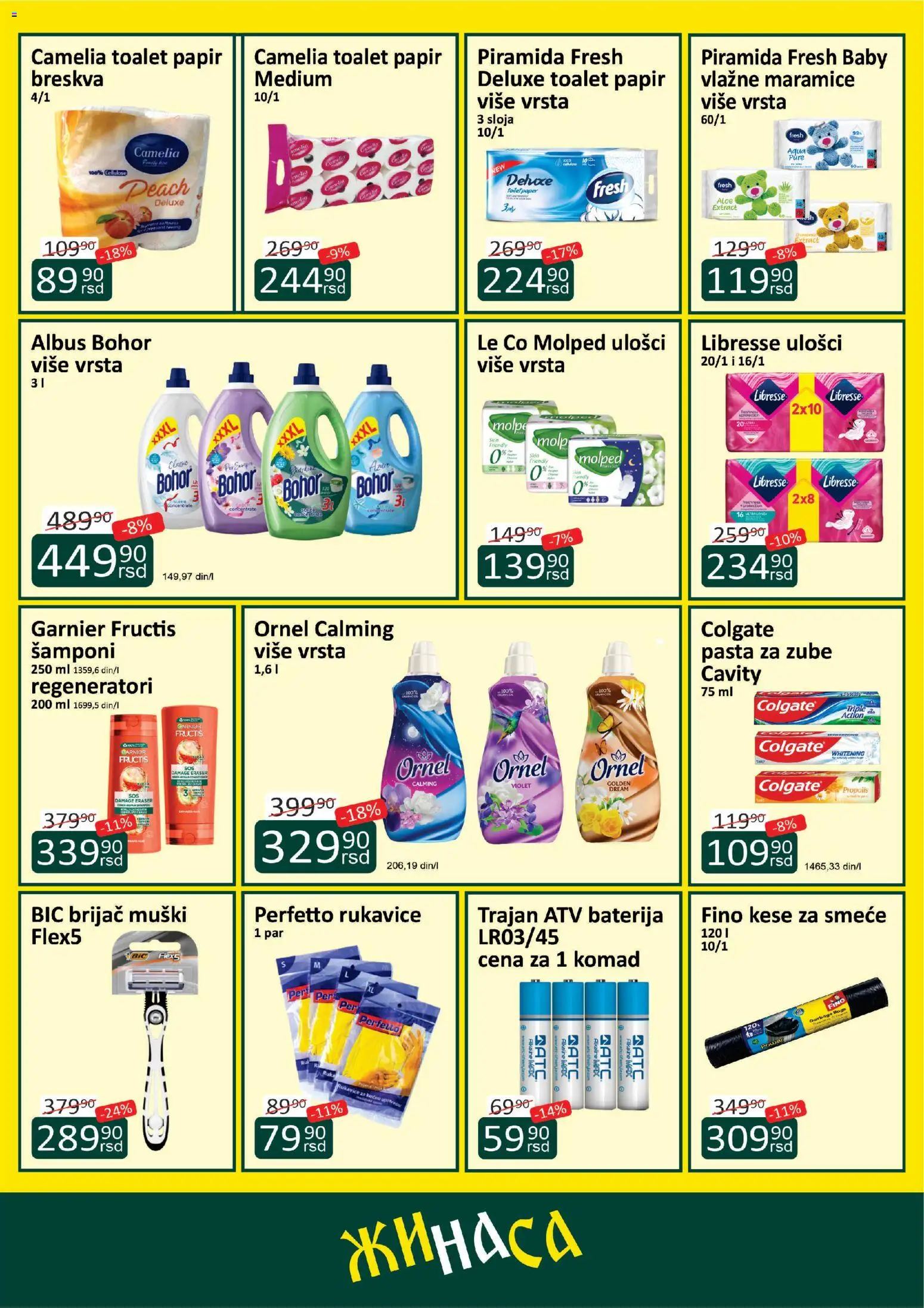 ŽINASA katalog - važi od 01.09.2026 | Strana: 8 | Proizvode: Colgate, Rukavice, Toalet papir, Vlažne maramice