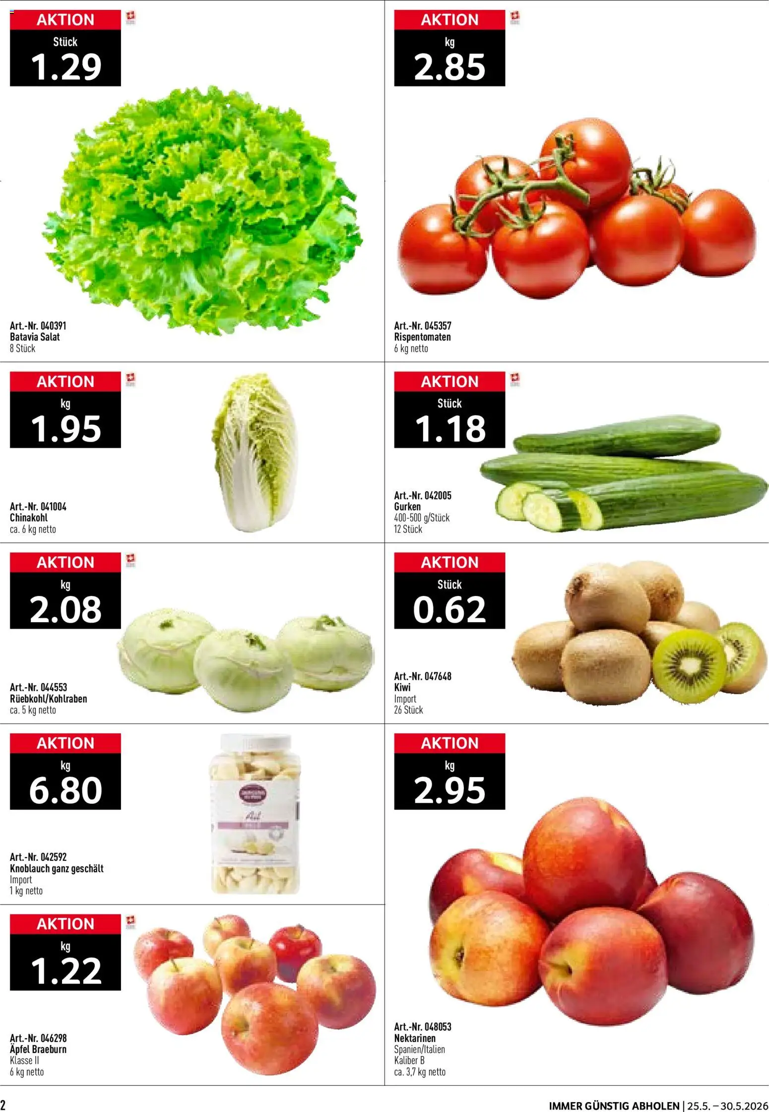 Prodega aktionen – gültig ab 25.05.2026 | Seite: 2 | Produkte: Nektarinen, Chinakohl, Kiwi, Gurken