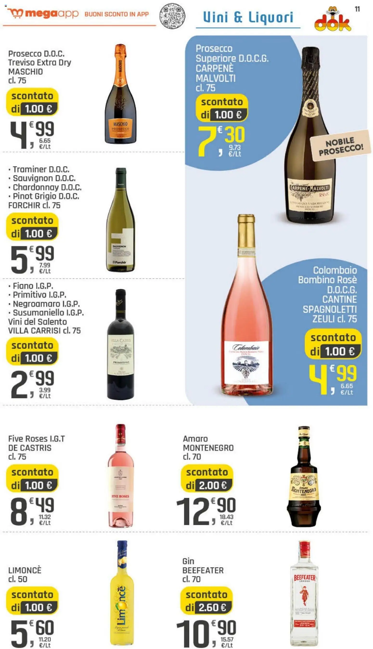 Volantino DOK del 20/08/2026 | Pagina: 11 | Prodotti: Prosecco, Prosecco D.O.C., Amaro