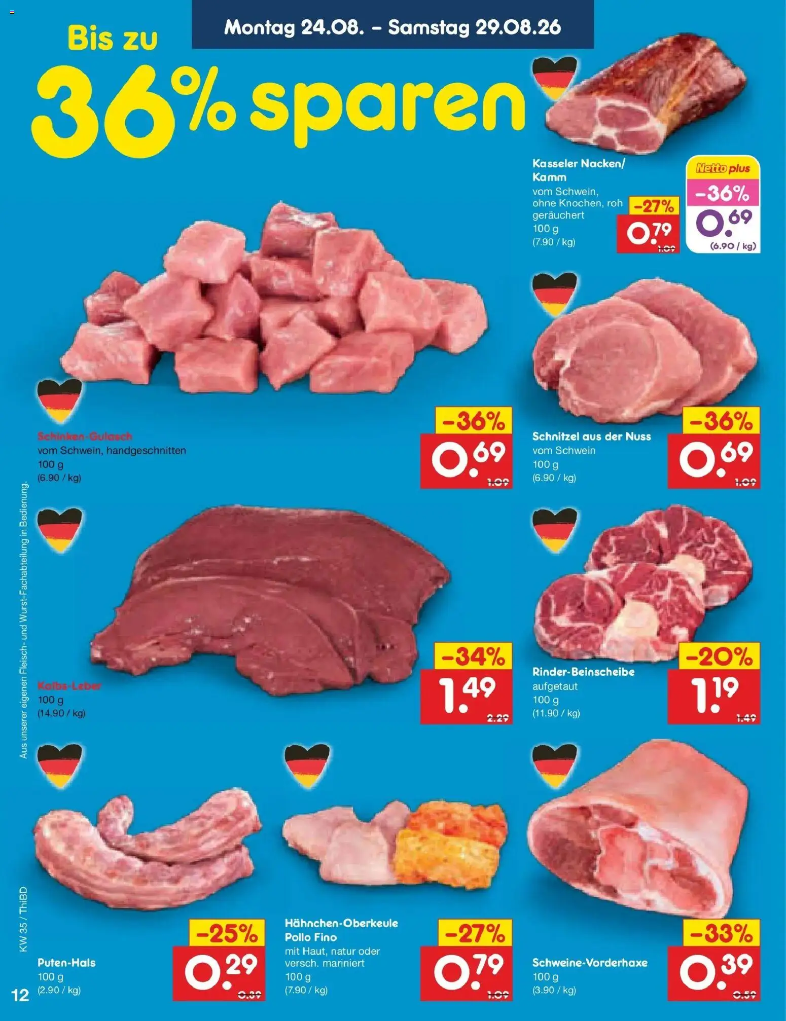 Netto Marken-Discount Prospekt Thiendorf – gültig ab 24.08.2026 | Seite: 18 | Produkte: Schnitzel, Kalbsleber, Fleisch