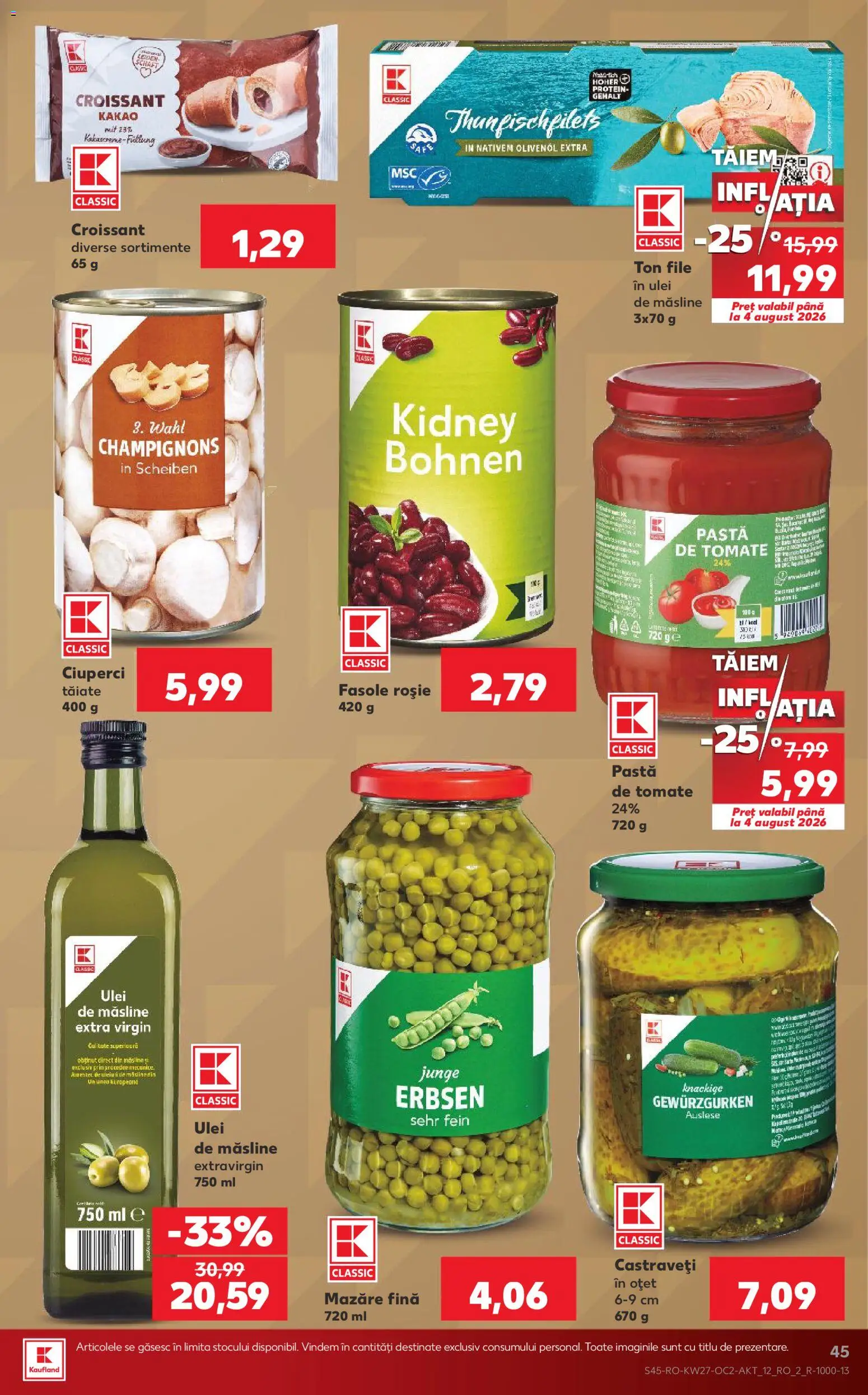 Noul catalog Kaufland – valabil de la 01.07.2026 | Pagină: 45 | Produse: Măsline, Ulei, Oțet, Castraveți